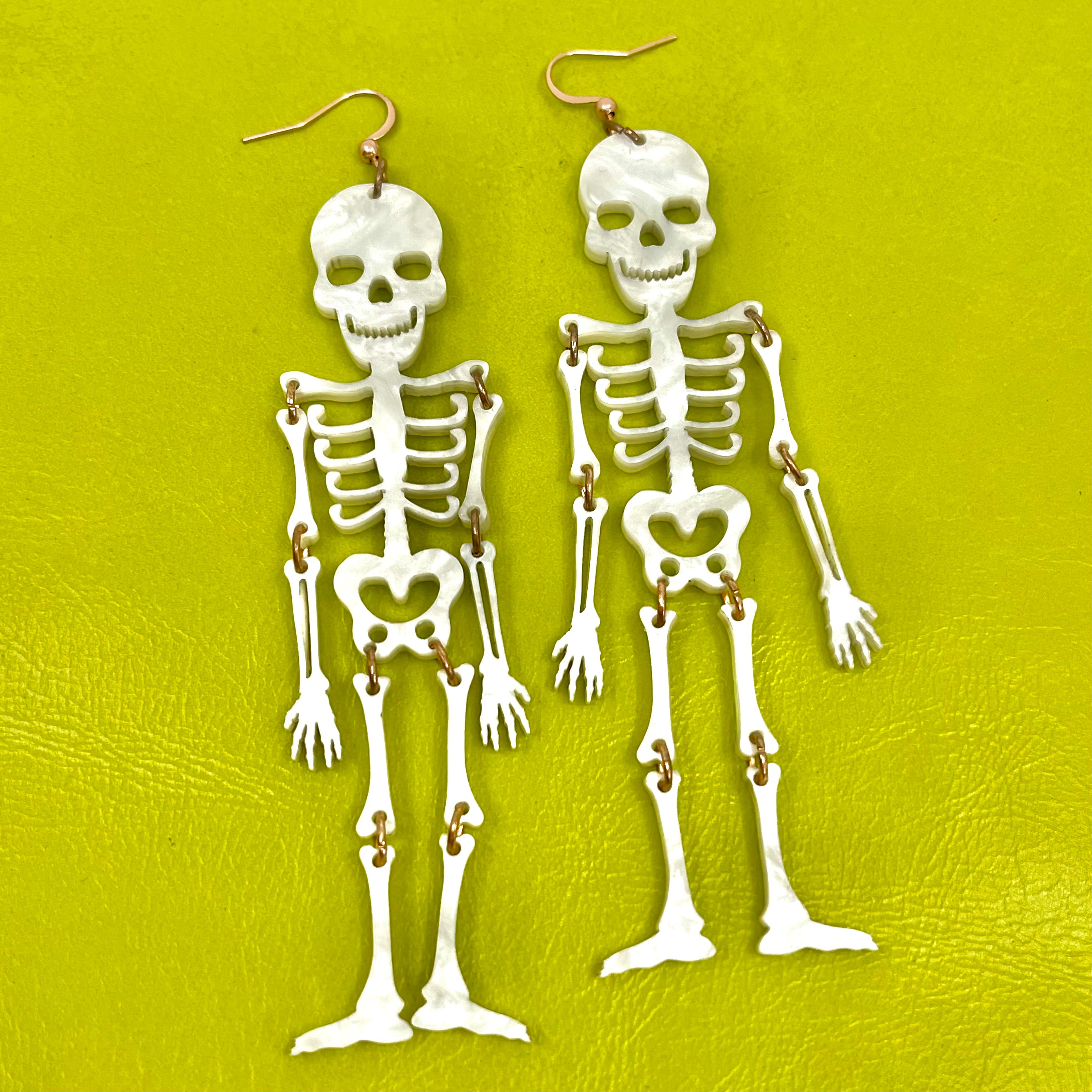 Pearl Skeleton XL Dangle Earrings