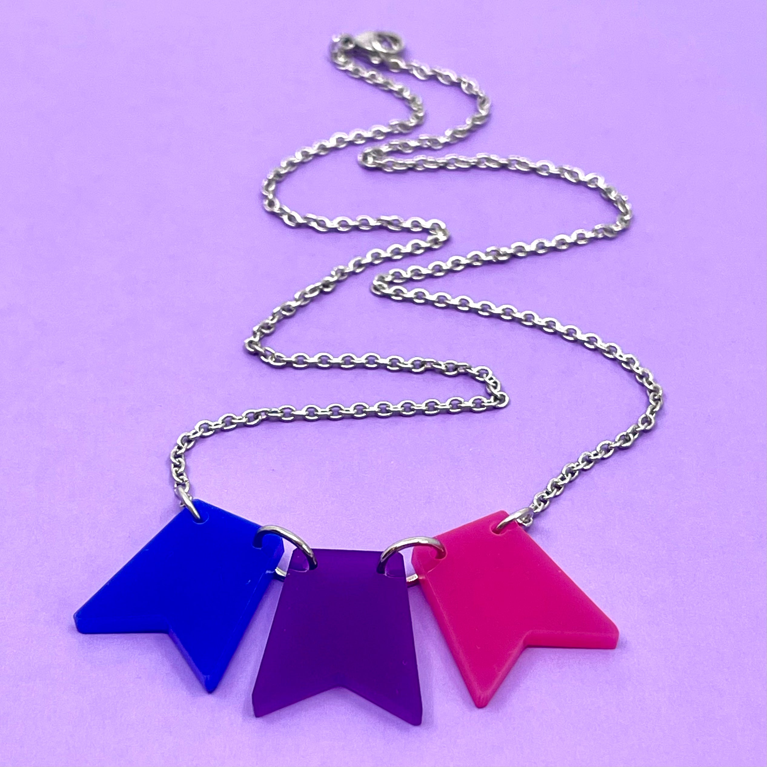Bisexual Pride Flag Bunting Necklace