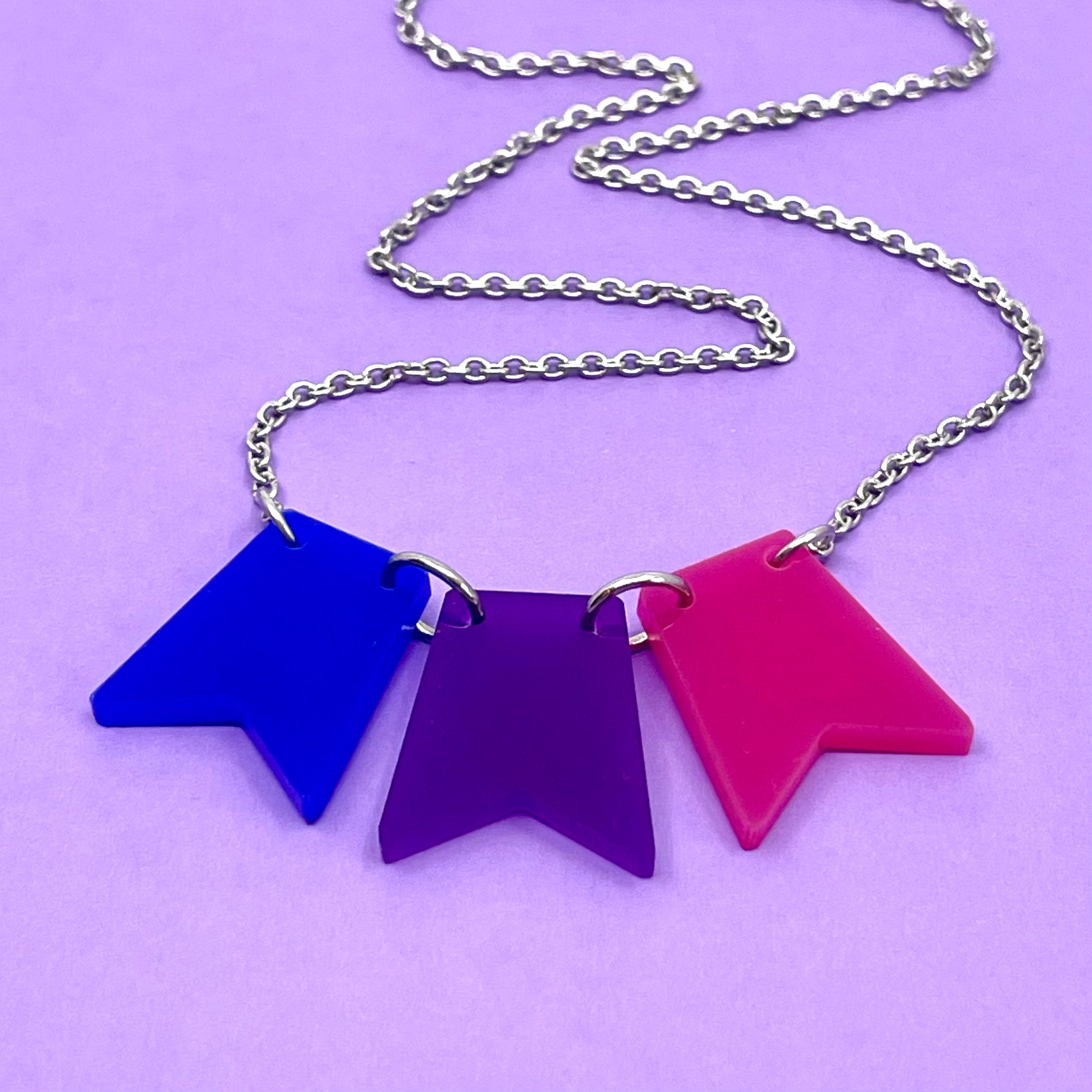 Bisexual Pride Flag Bunting Necklace