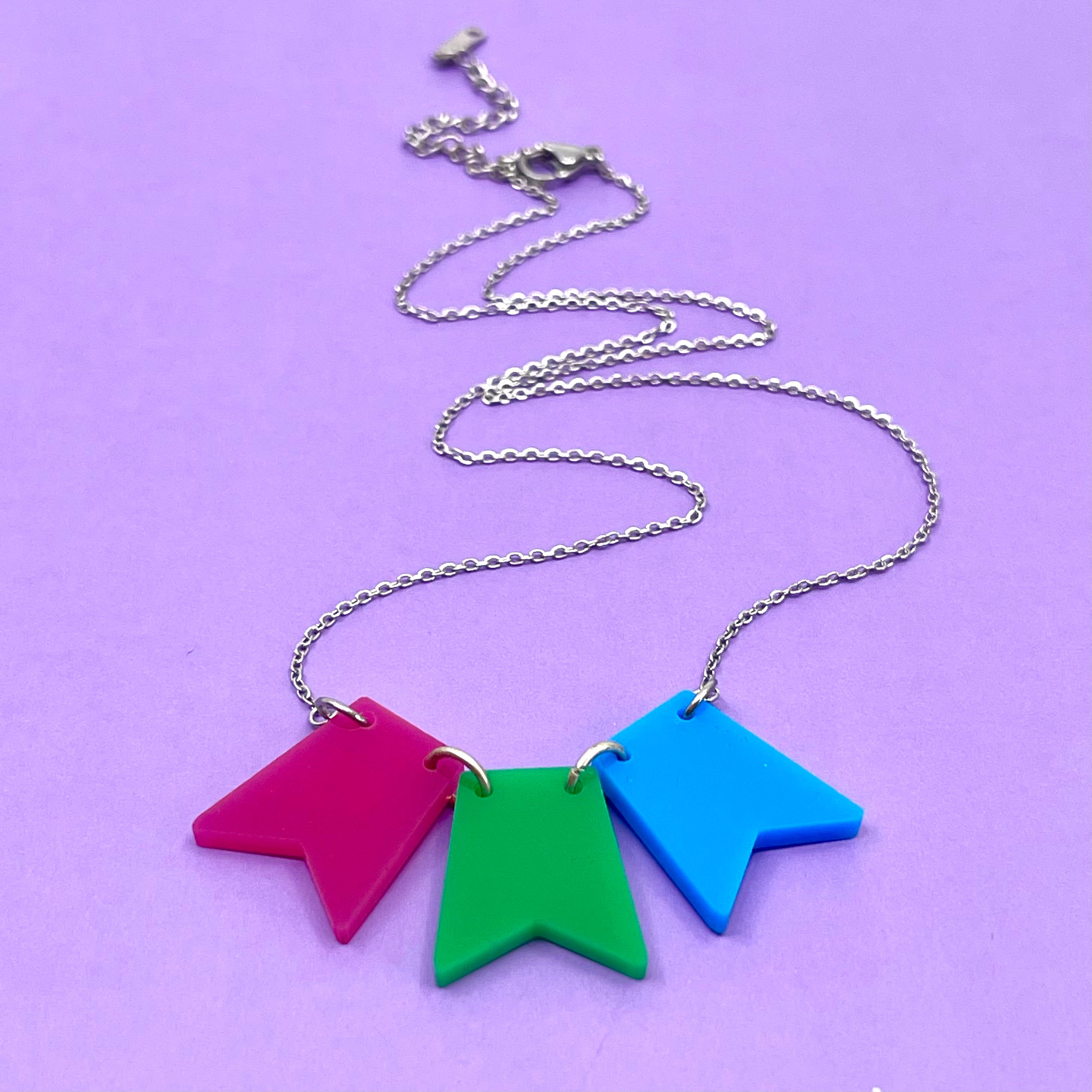 Polysexual Pride Flag Bunting Necklace