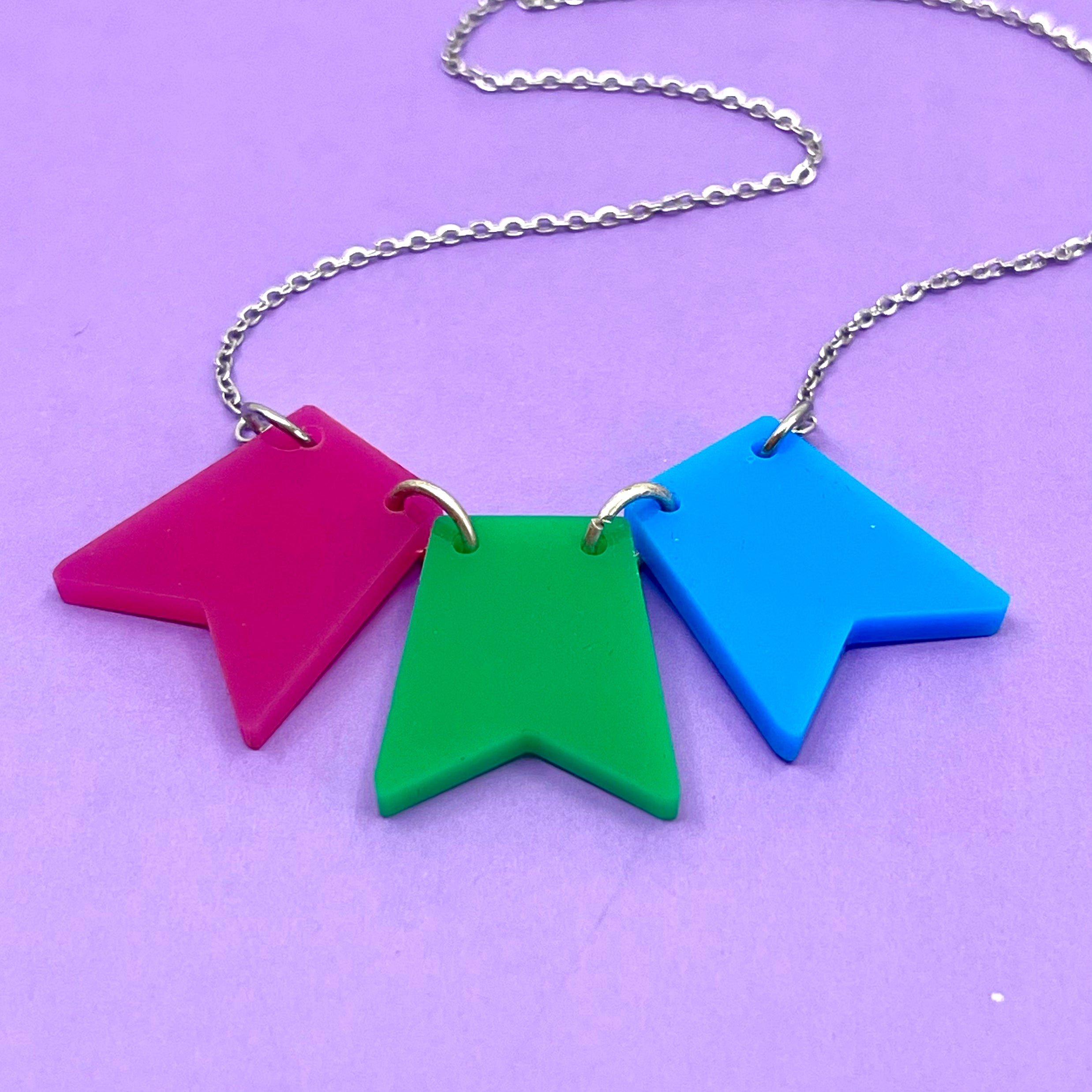 Polysexual Pride Flag Bunting Necklace