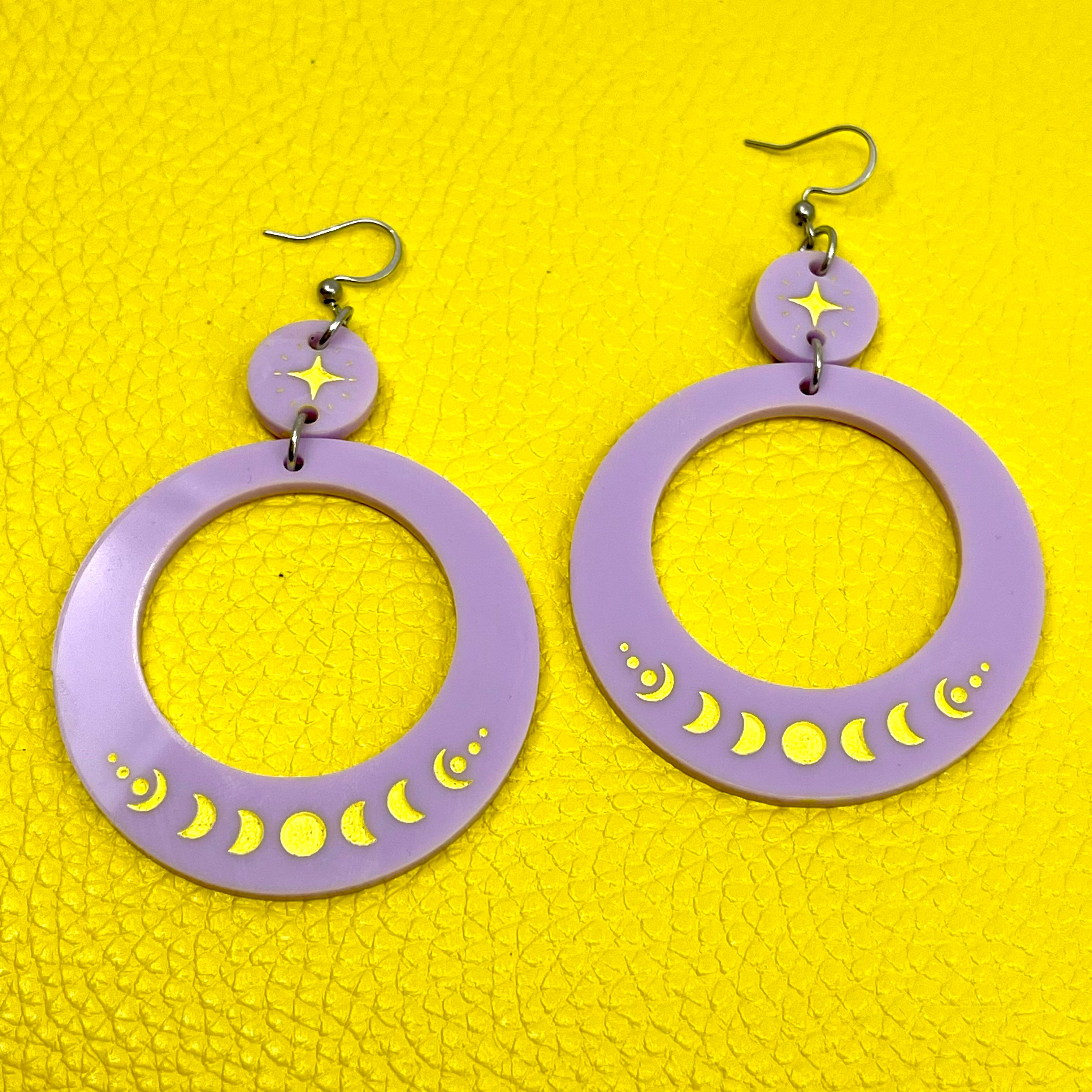 Lavender & Lemon Moon Hoop Earrings