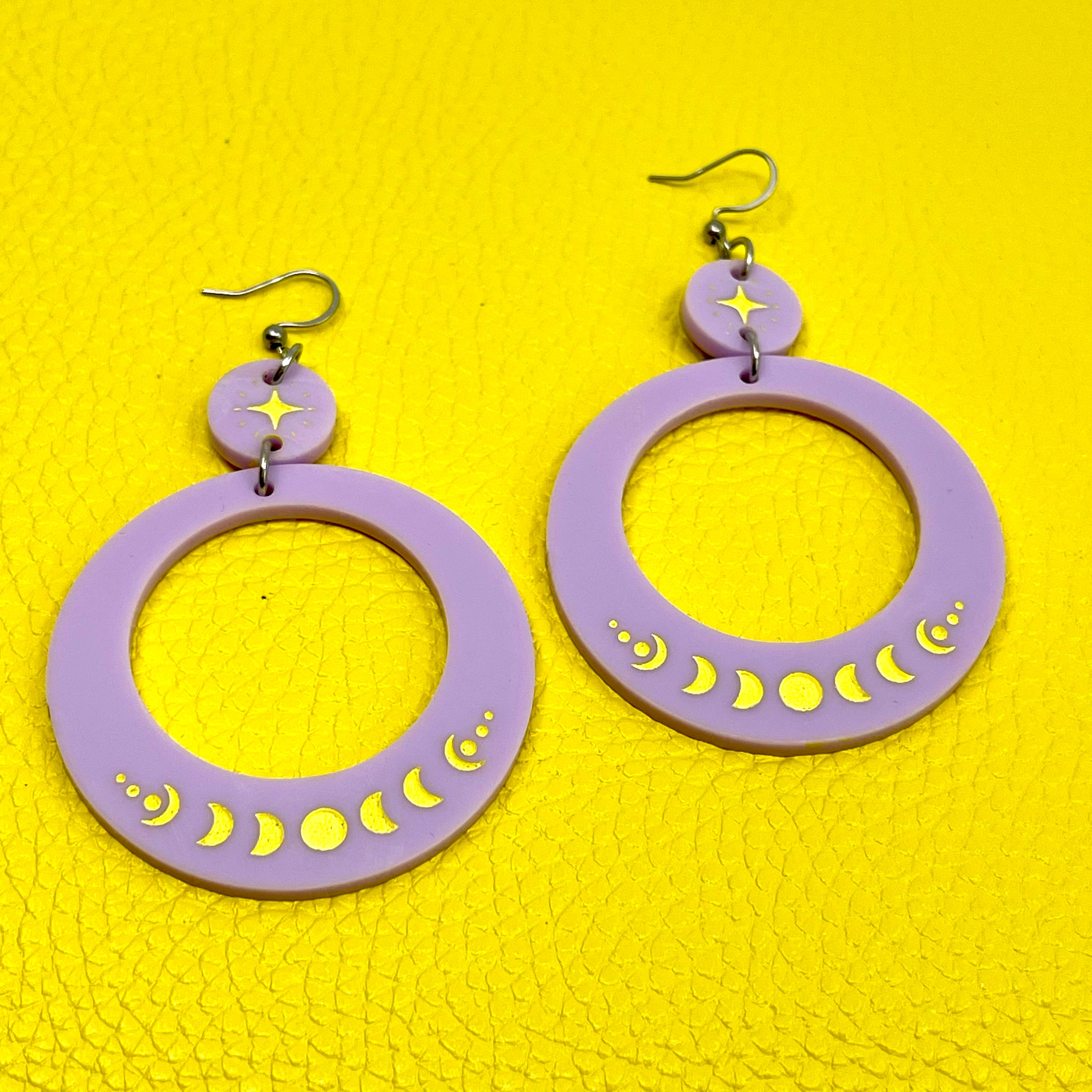 Lavender & Lemon Moon Hoop Earrings