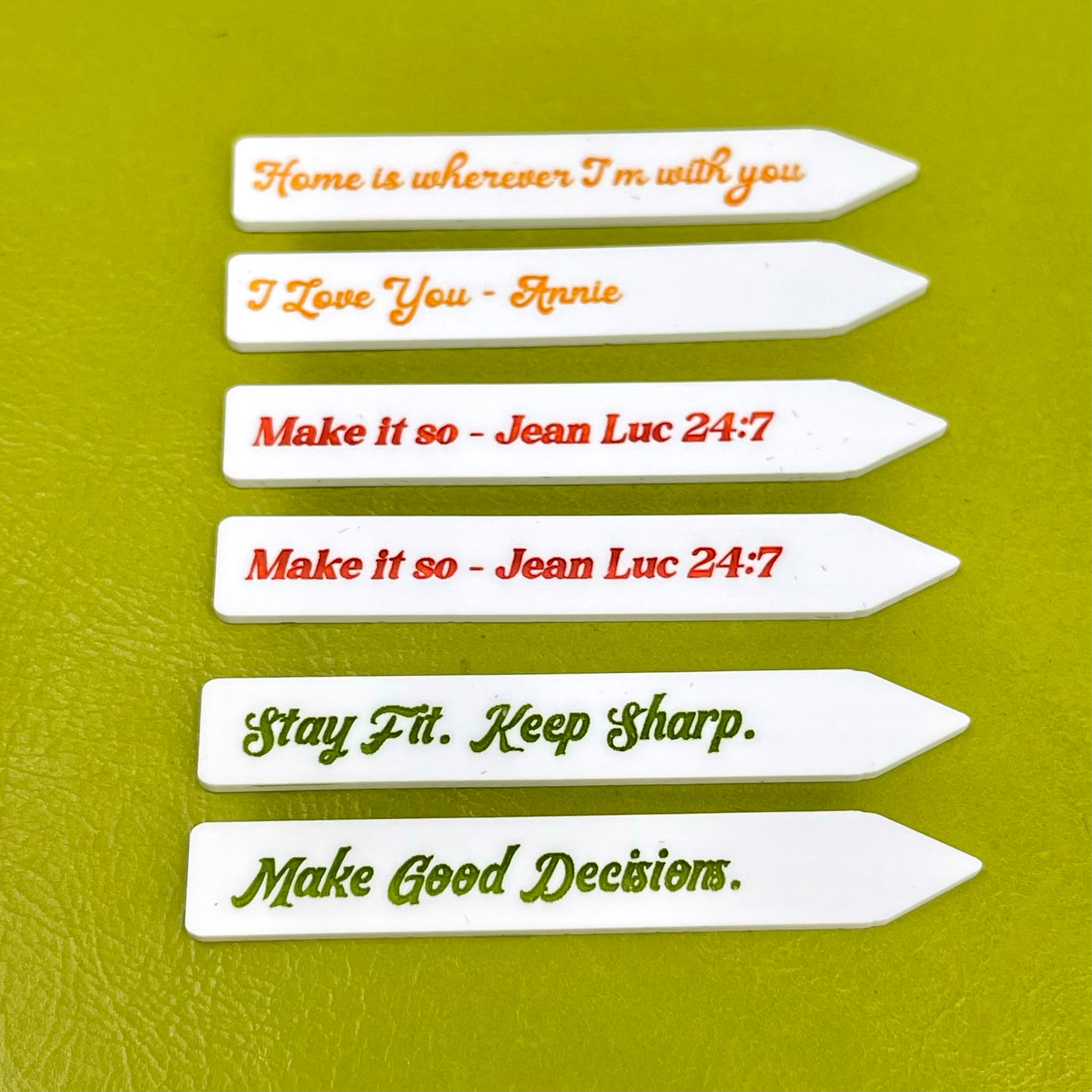 Custom Engraved Acrylic Collar Stays