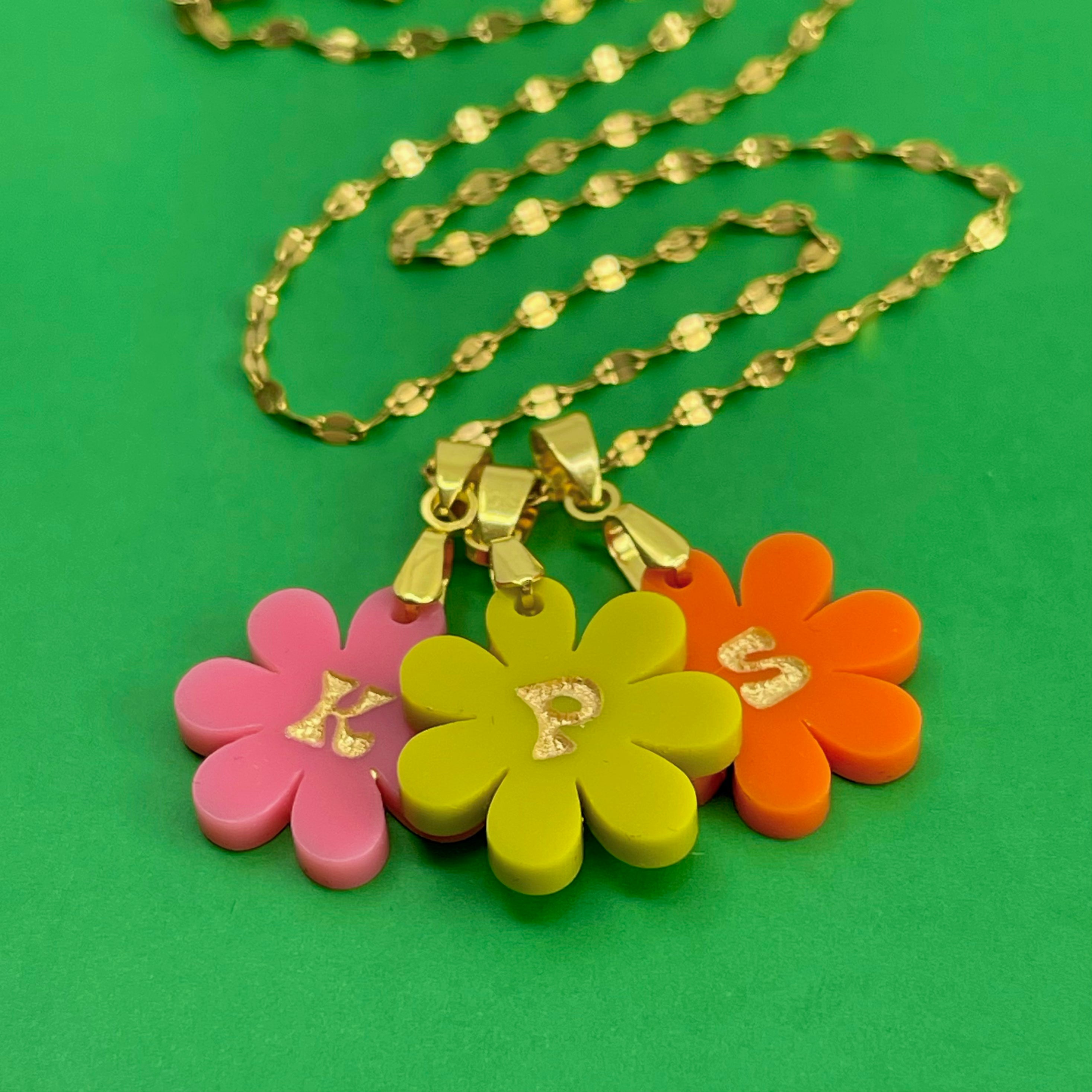 Flower Power Mom Necklace - Custom Initials Necklace