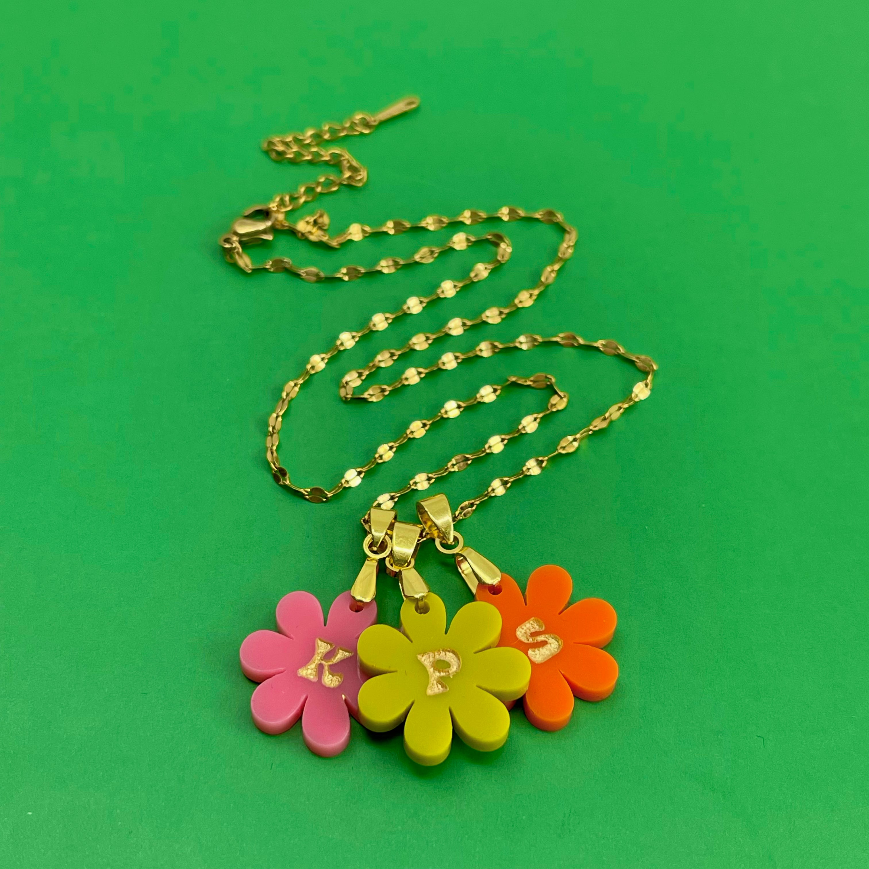 Flower Power Mom Necklace - Custom Initials Necklace