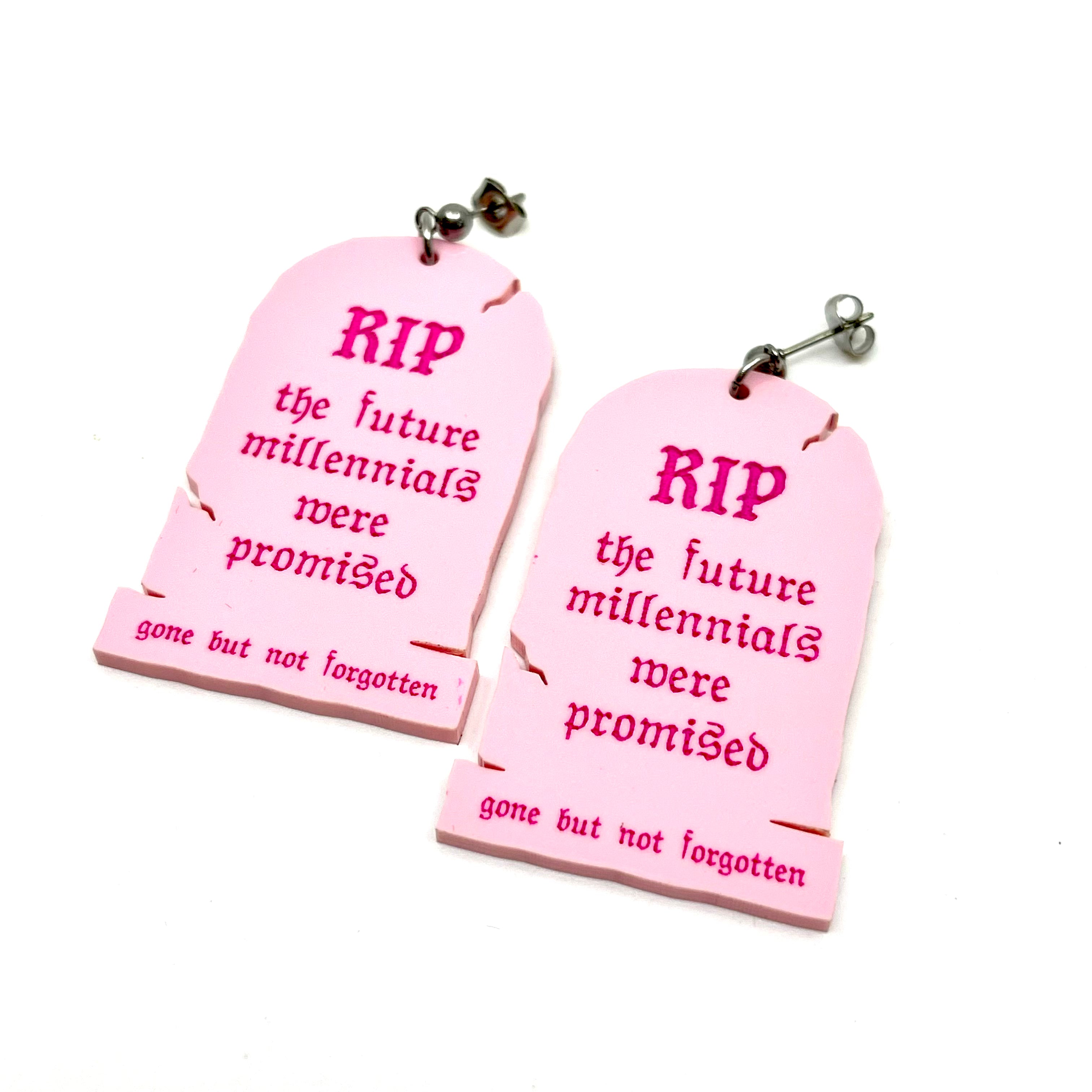 RIP The Future Millennials Were Promised - Tombstone Earrings