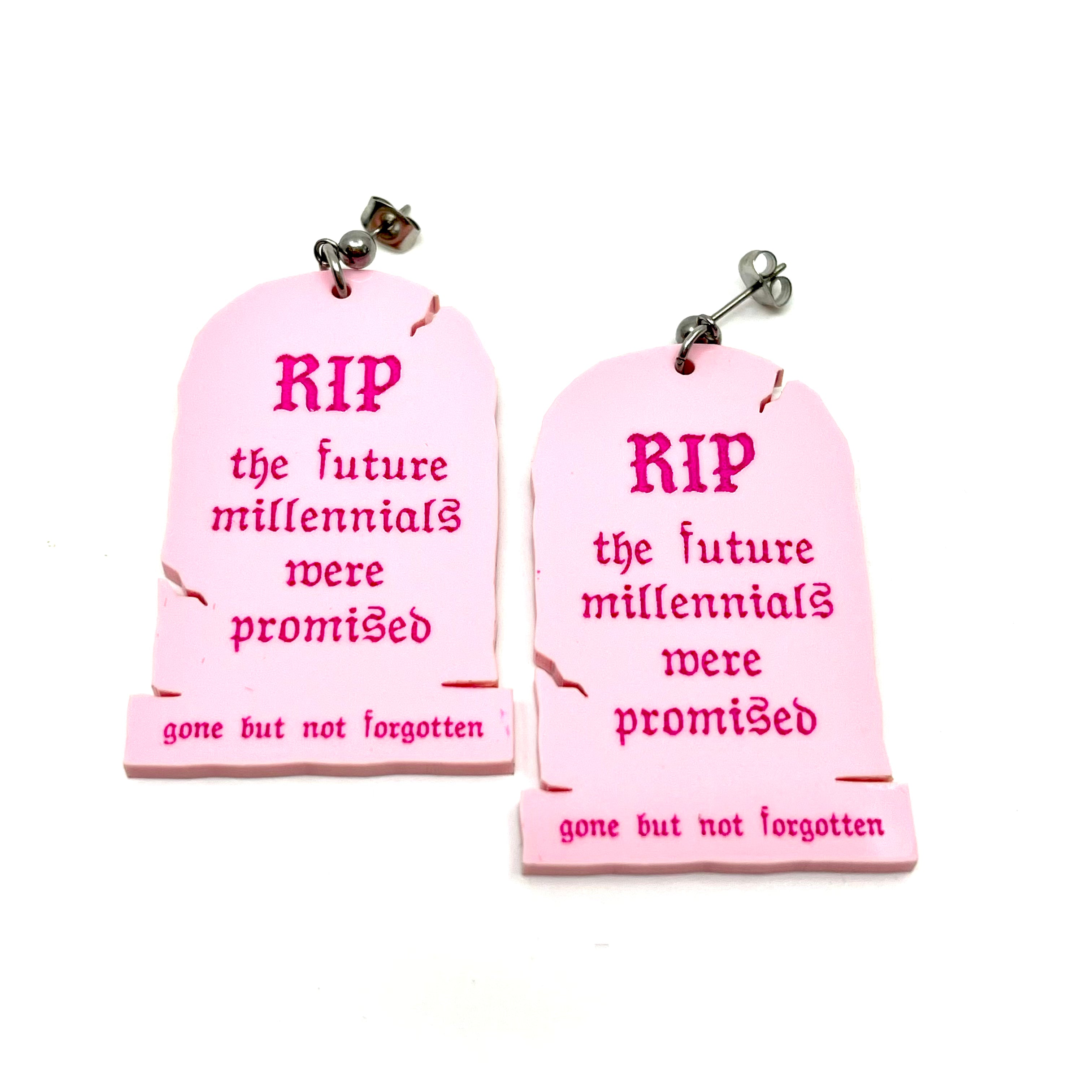 RIP The Future Millennials Were Promised - Tombstone Earrings