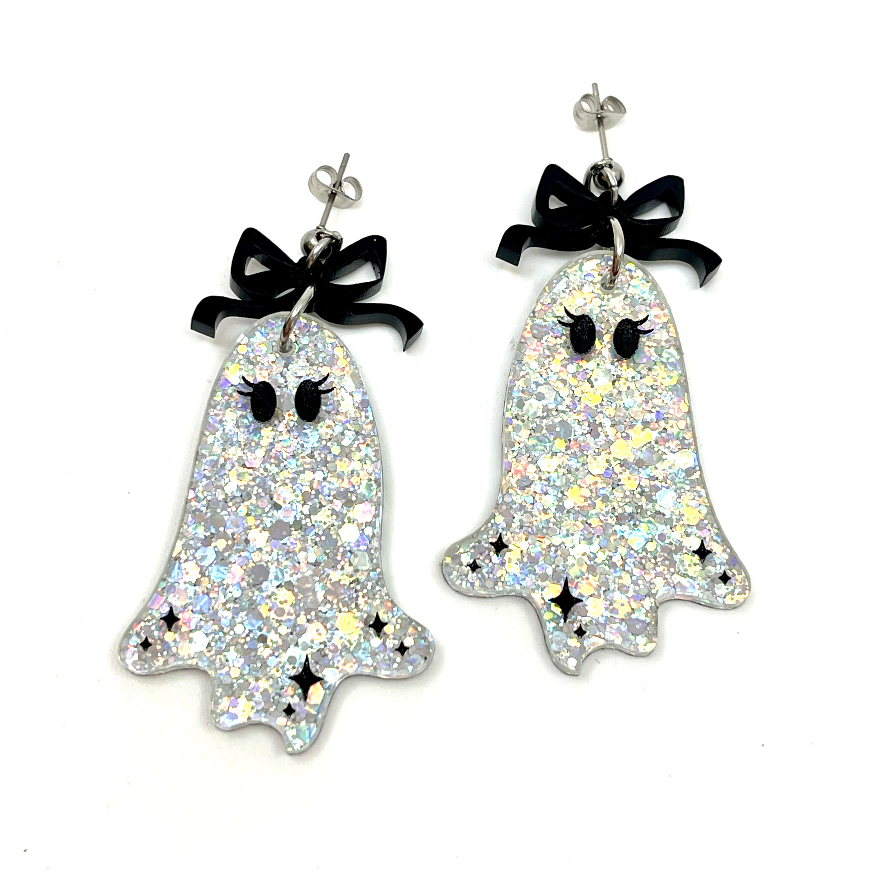 Glitter Ghosts Halloween Earrings