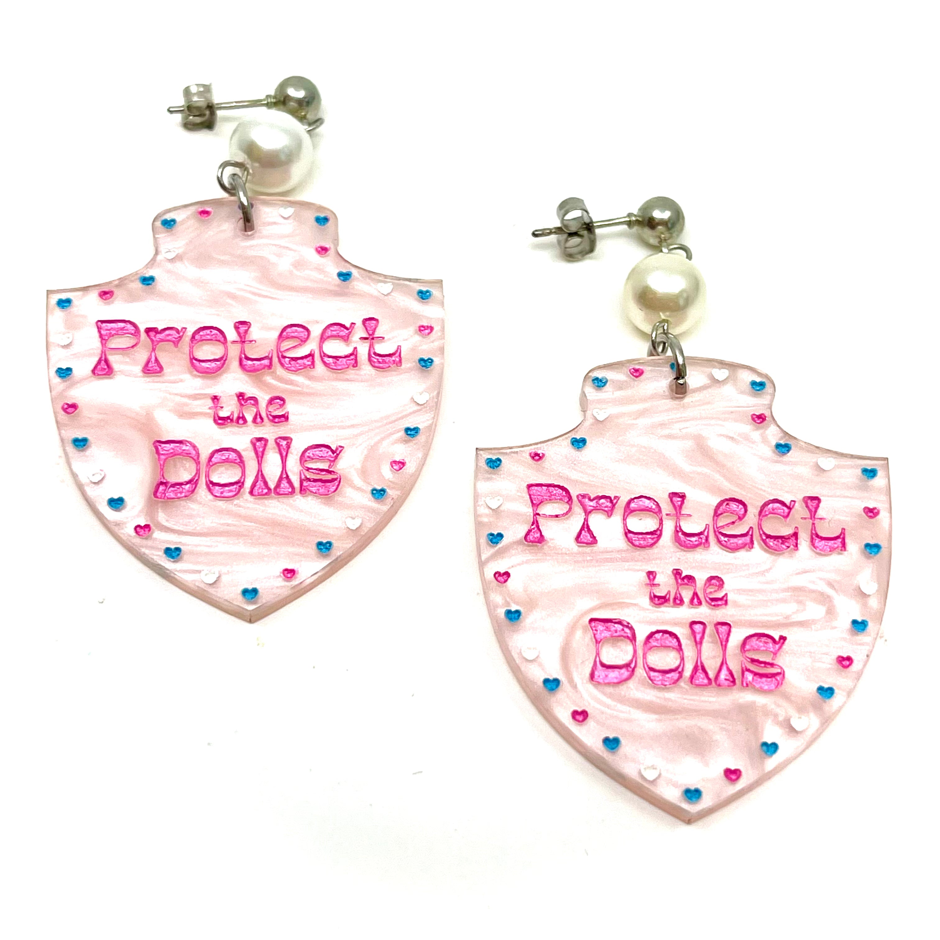 Protect the Dolls - Shield Earrings