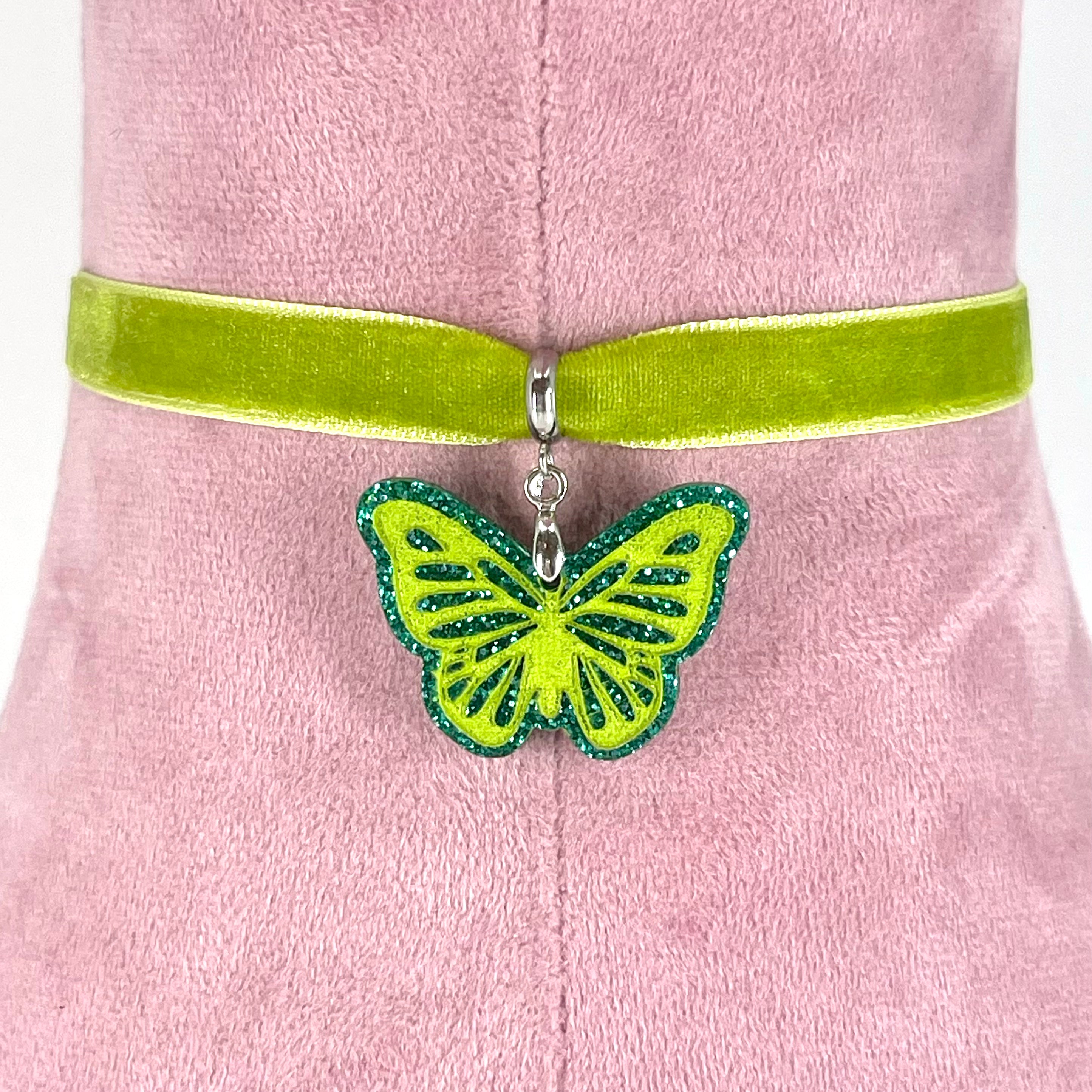 Green Butterfly Mini Velvet Choker