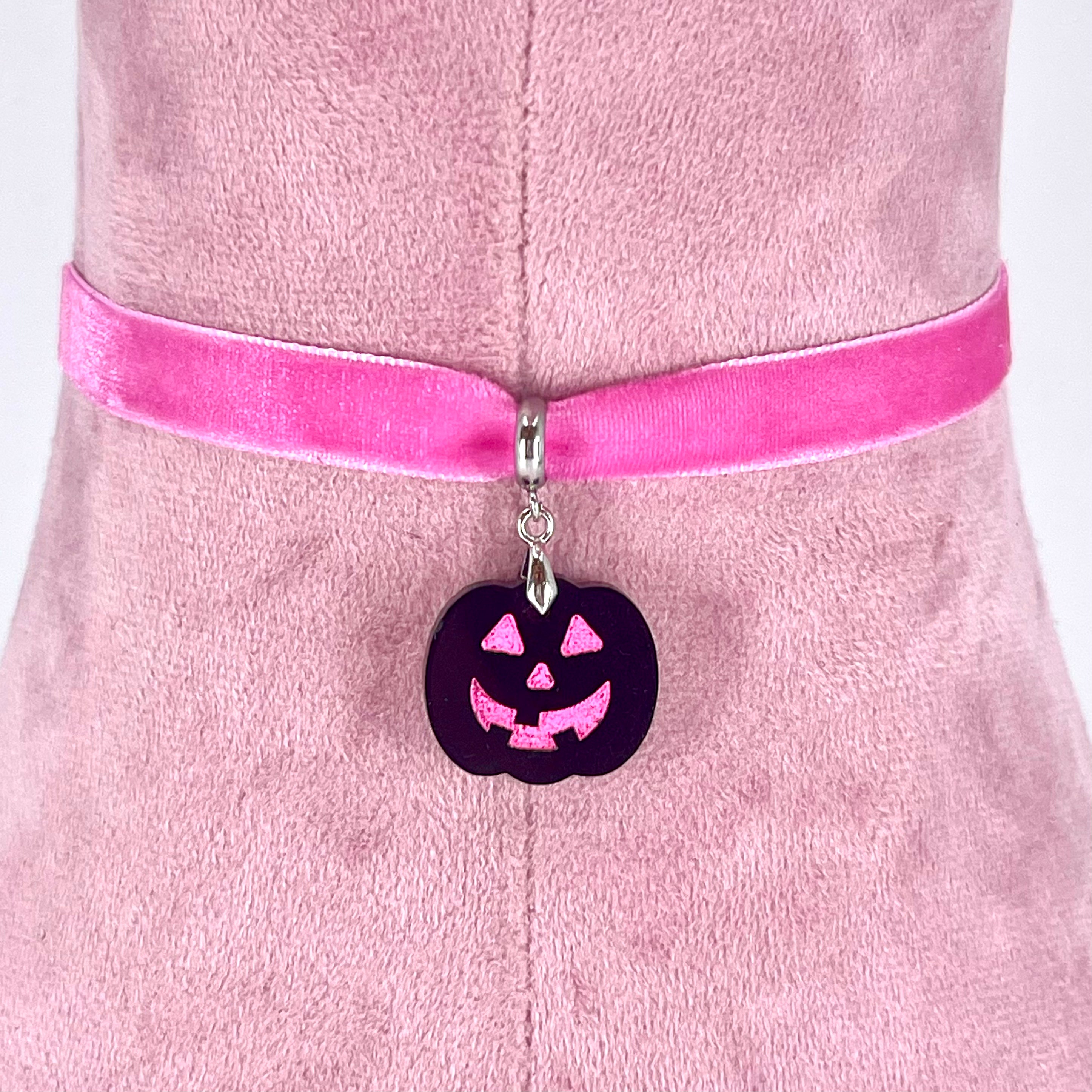 Pink Jack o Lantern Mini Velvet Choker