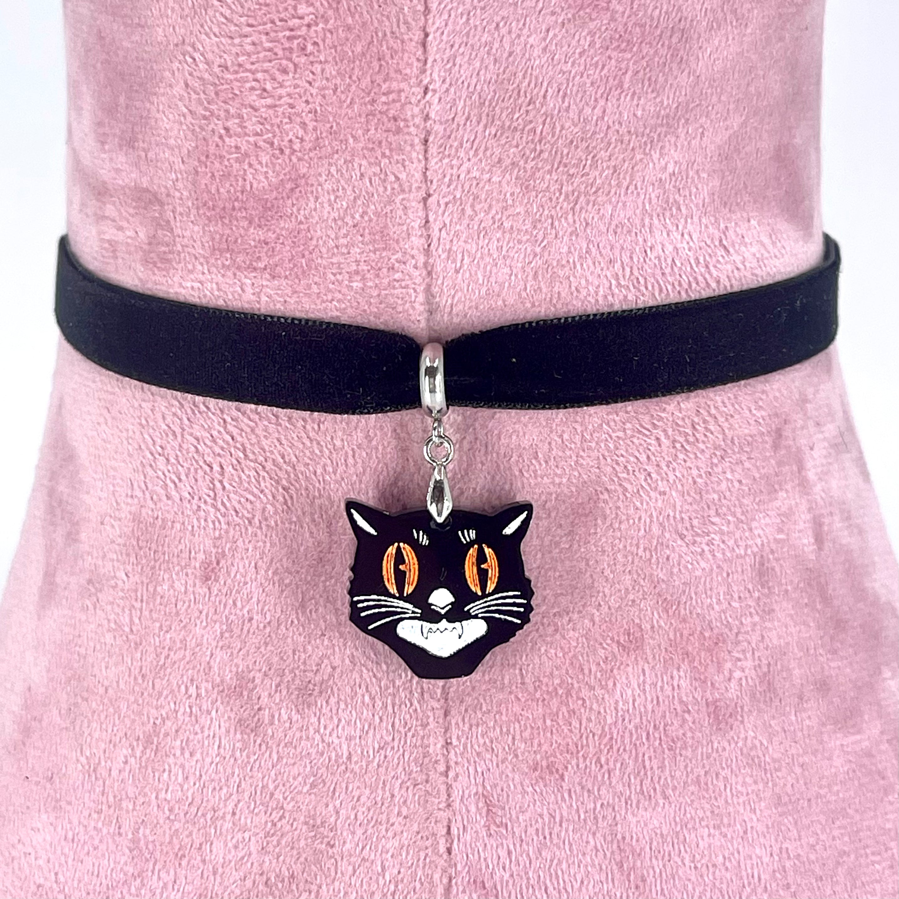 Retro Spooky Cat Mini Velvet Choker