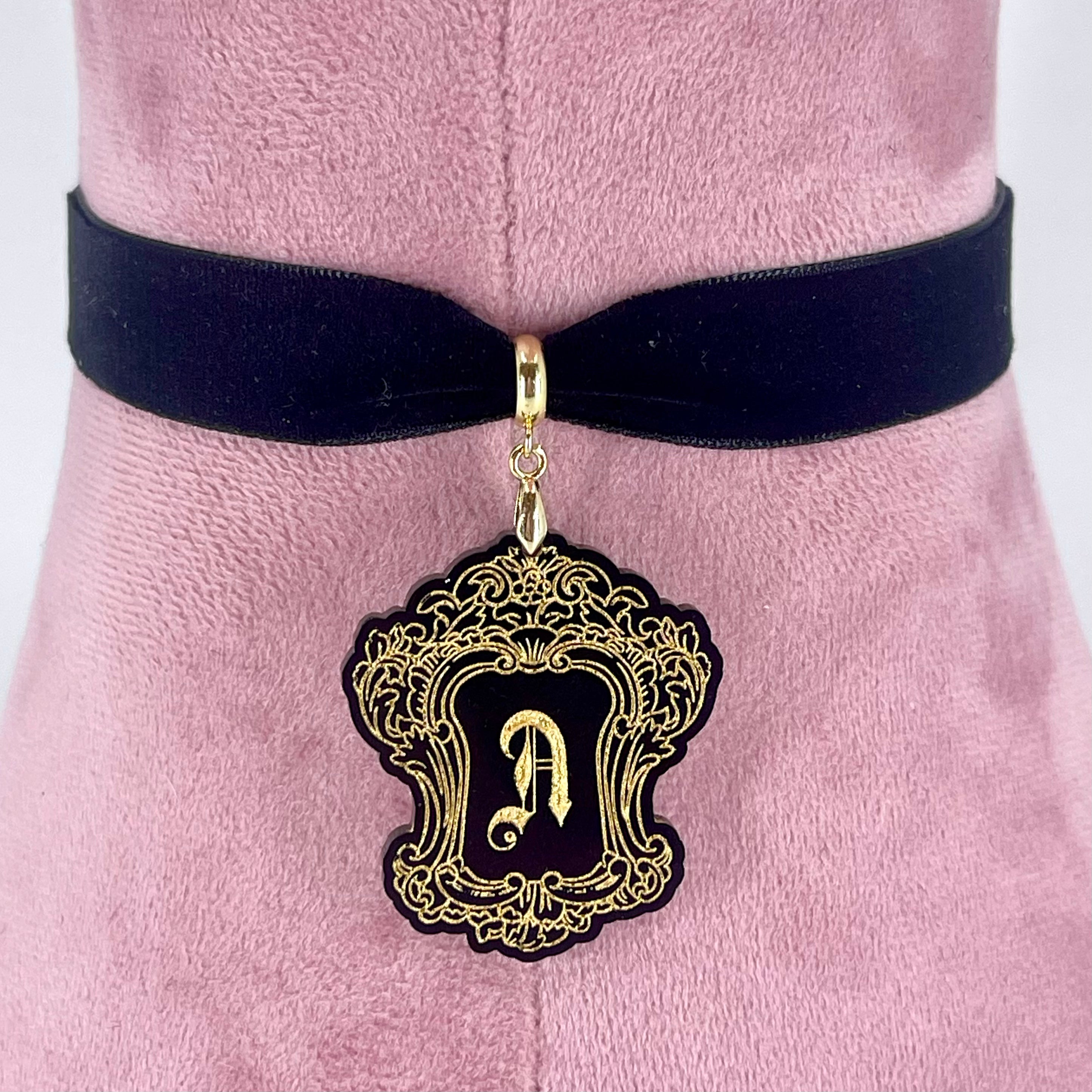 Gothic Monogram Velvet Choker