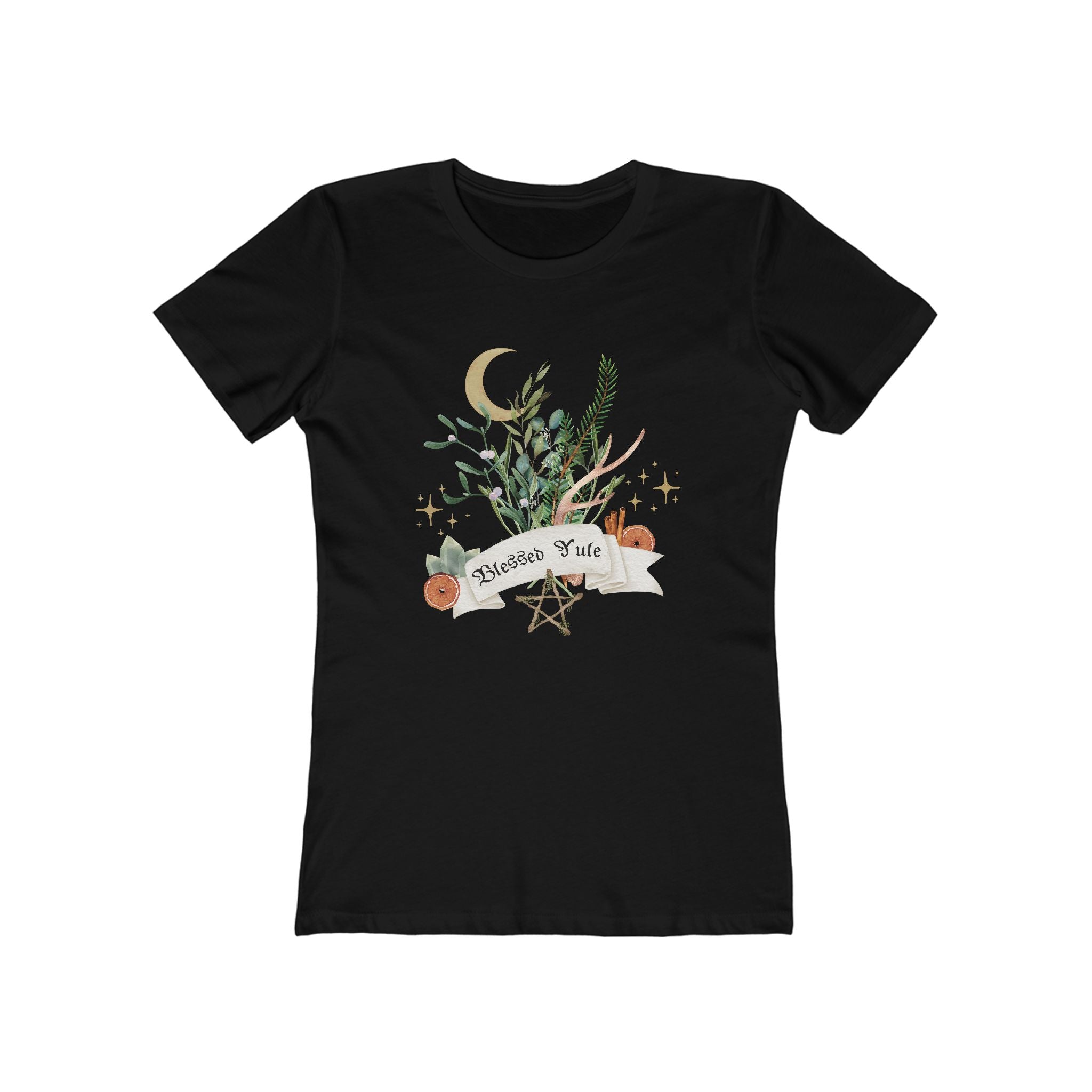 Blessed Yule Bouquet - Witchy Holiday Femme Fit Tee