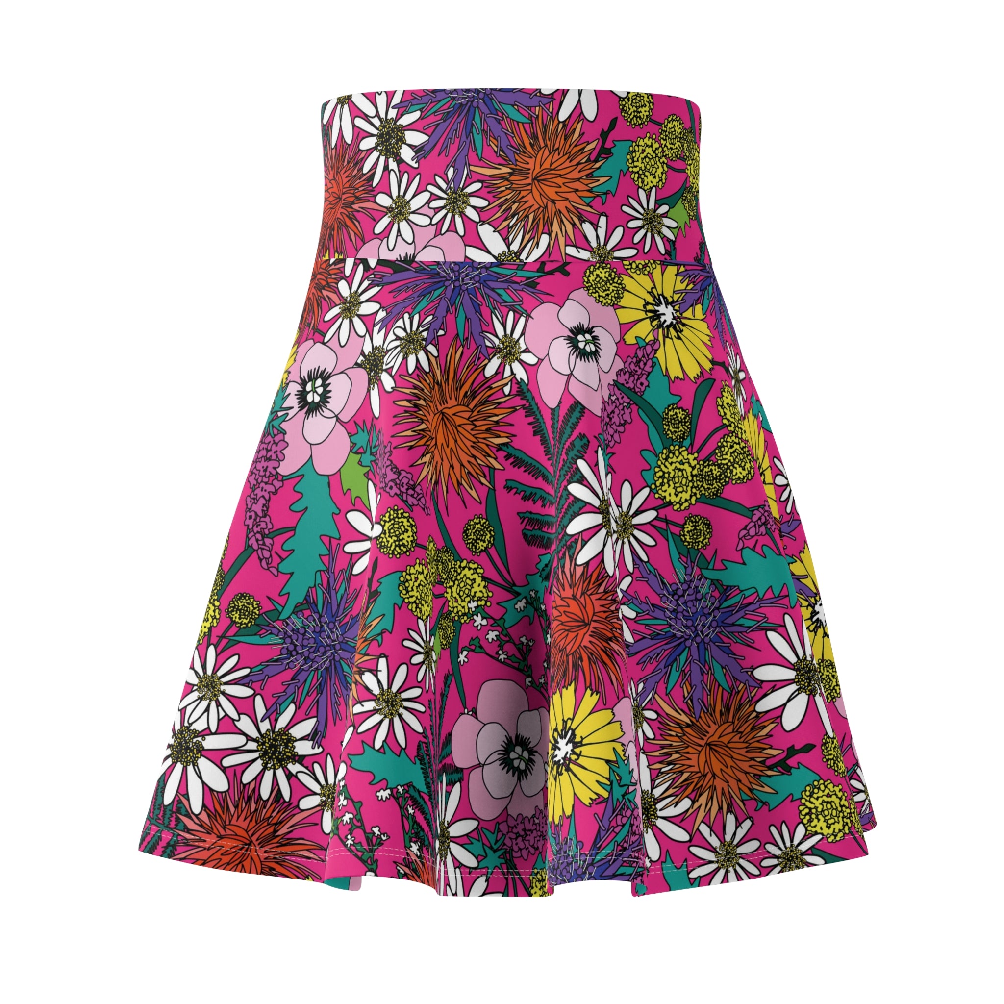 Shaggin' Wagon Floral - Retro Colorful 70s Swing Skirt