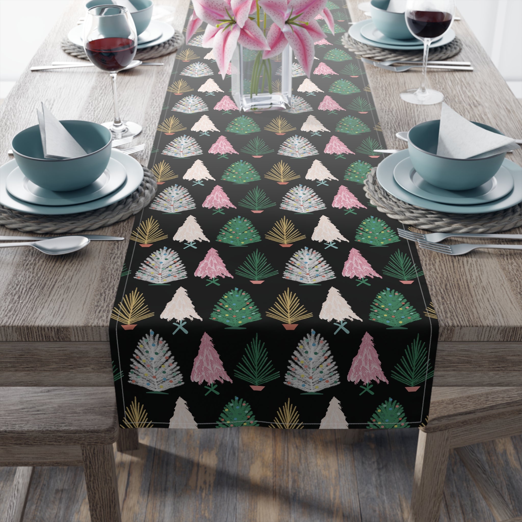 Aluminum Tree Farm - Retro Christmas Table Runner