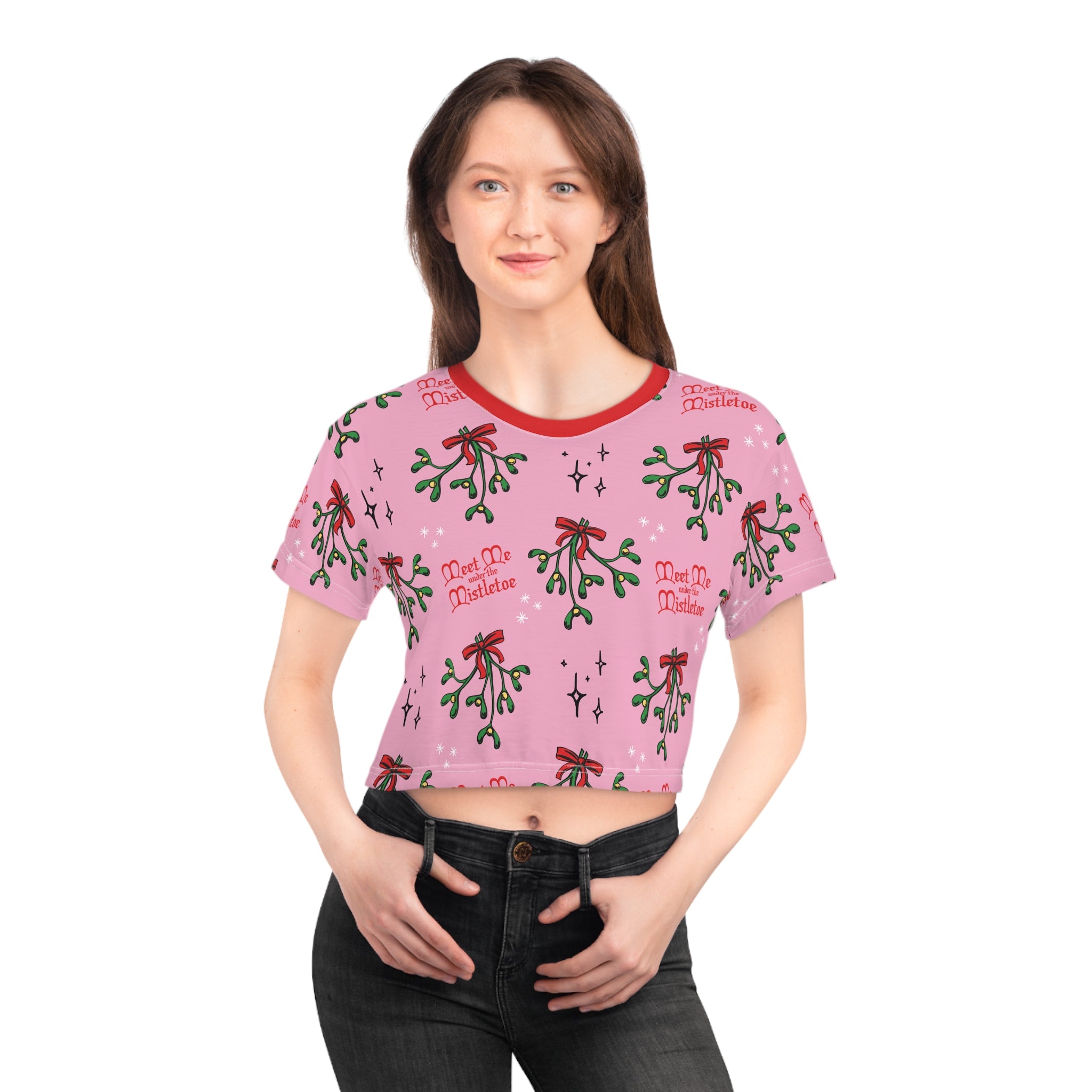 Mid-Century Mistletoe - Retro Christmas Crop Top