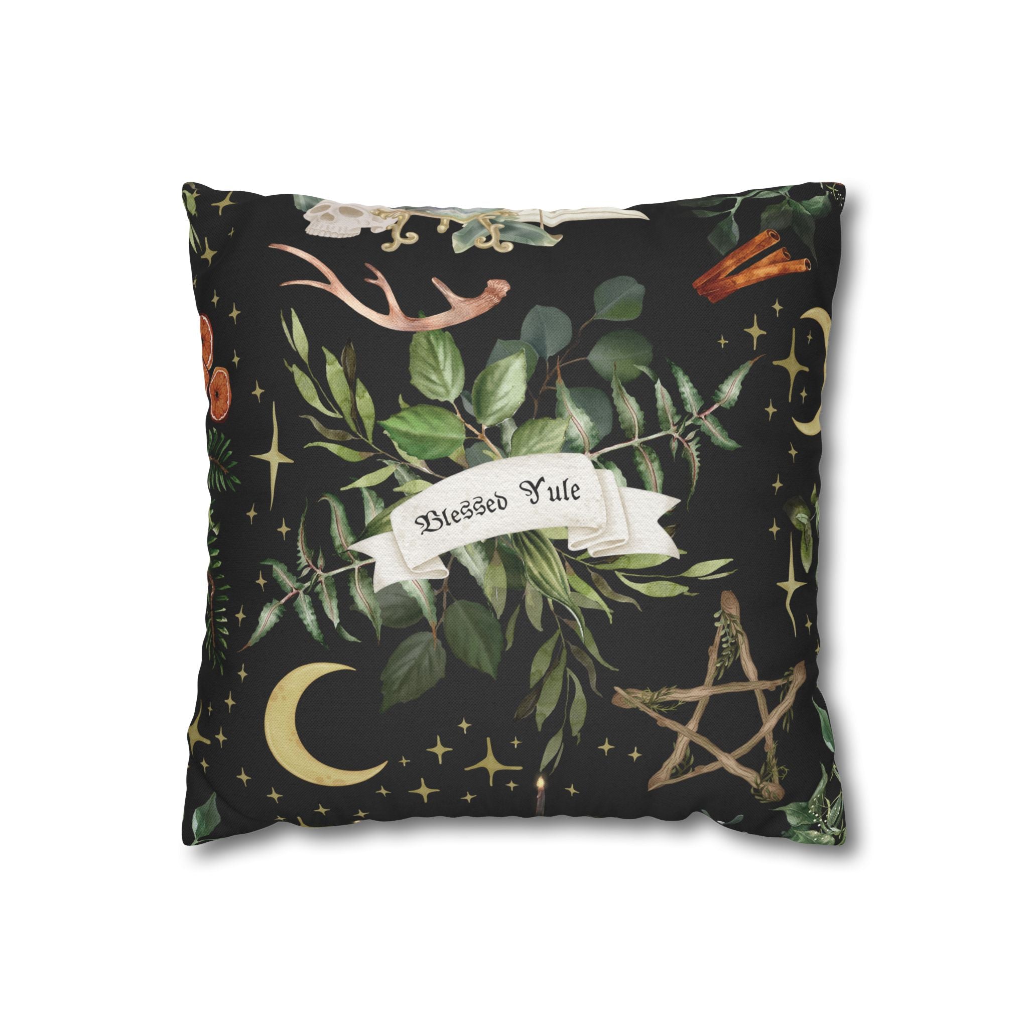 Blessed Yule - Witchy Holiday Square Pillow Case