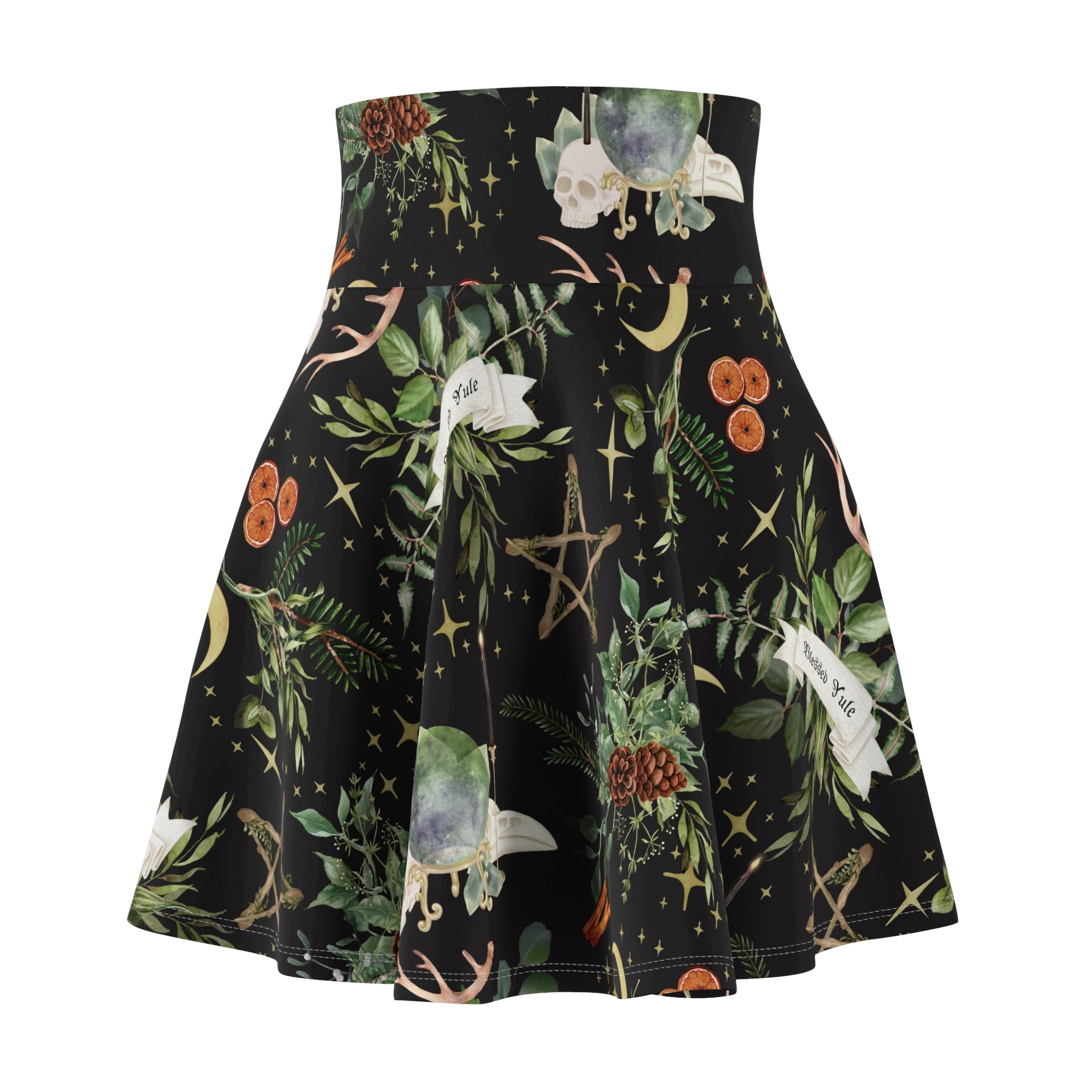 Blessed Yule - Witchy Holiday Swing Skirt