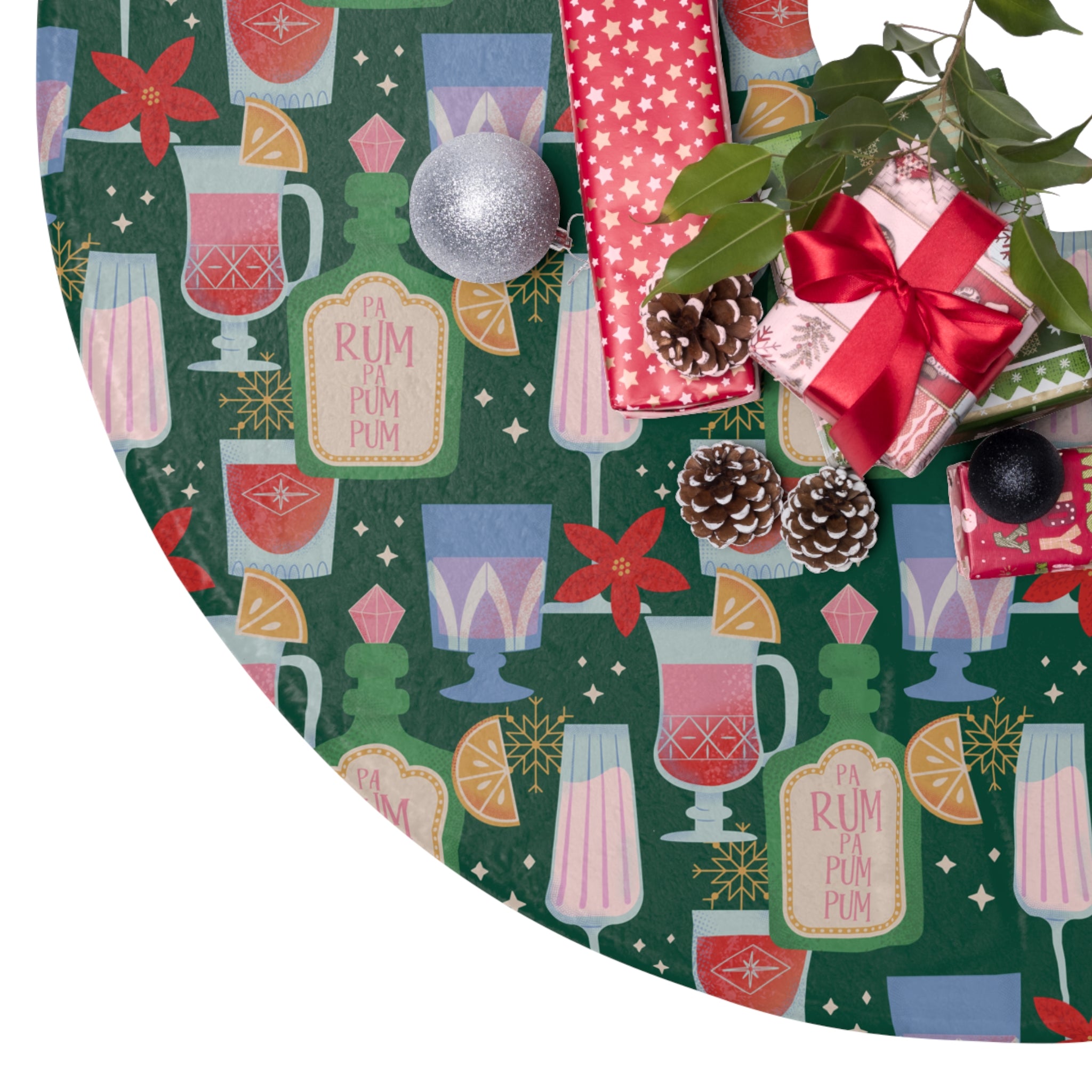 Rum Pa Pum Pum & Cola - Retro Christmas Tree Skirt