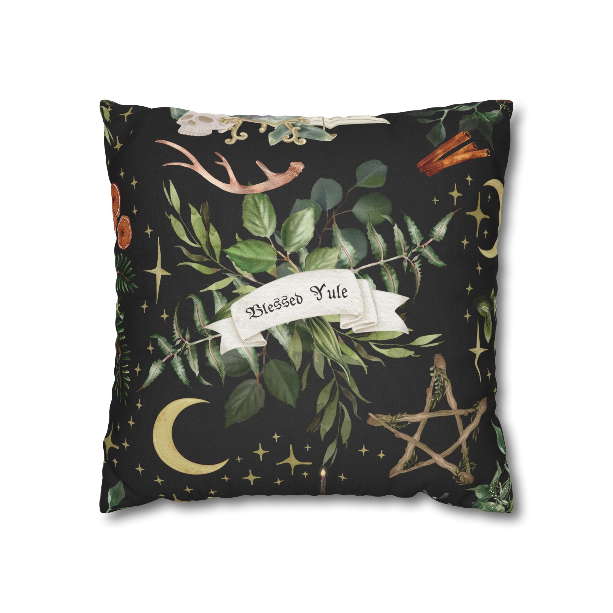 Blessed Yule - Witchy Holiday Square Pillow Case