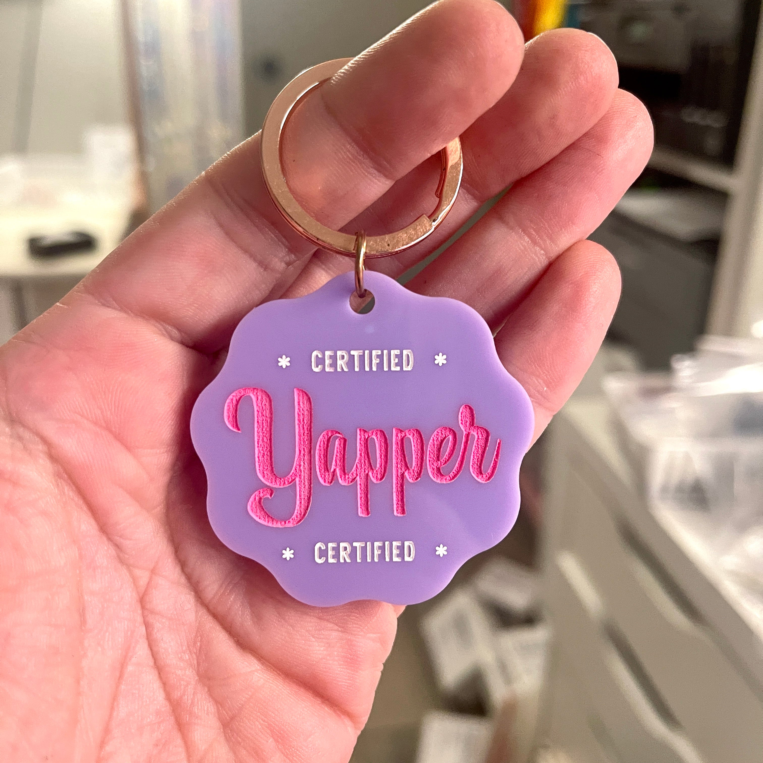 Certified Yapper Keychain – Color & Camp