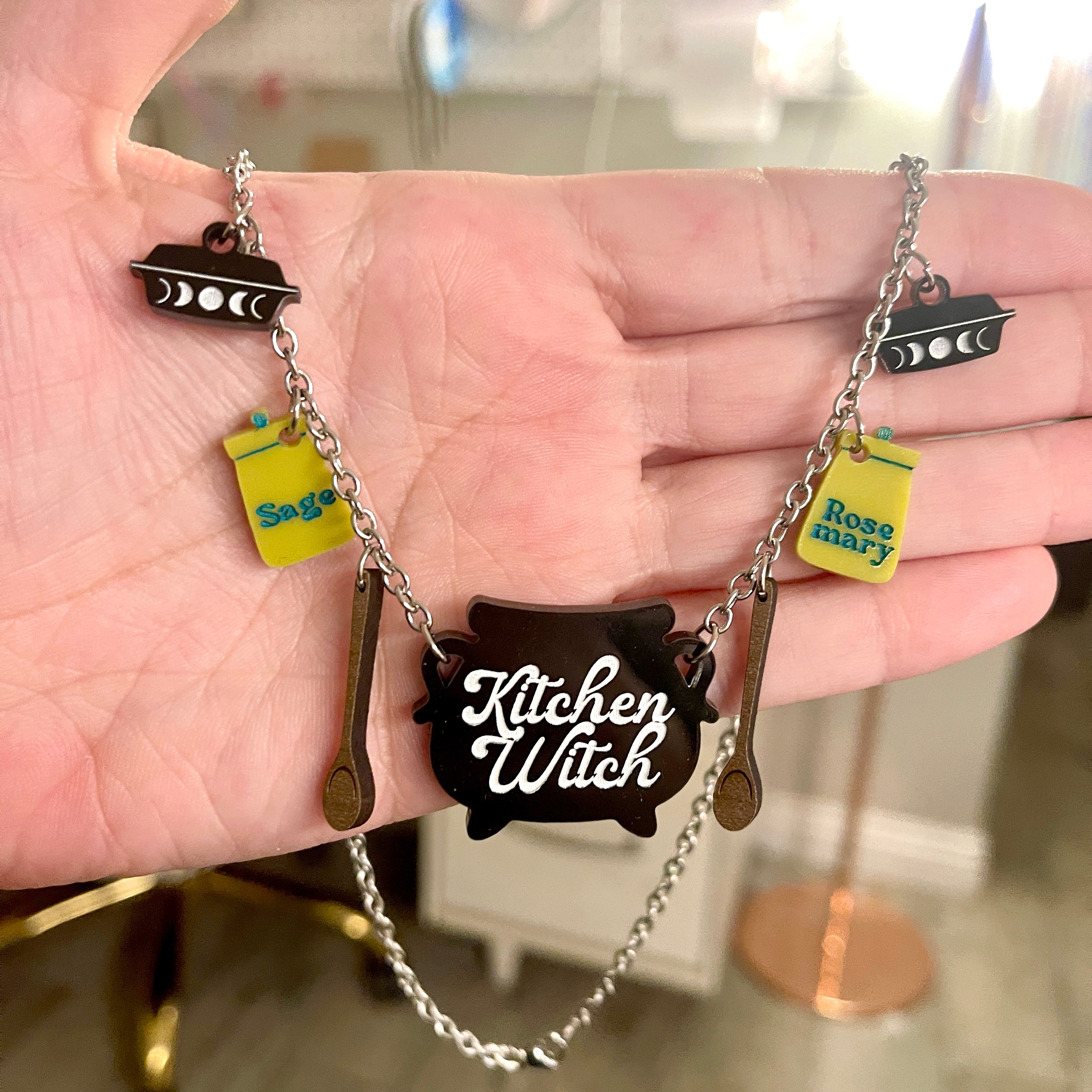 Retro Kitchen Witch Statement Necklace