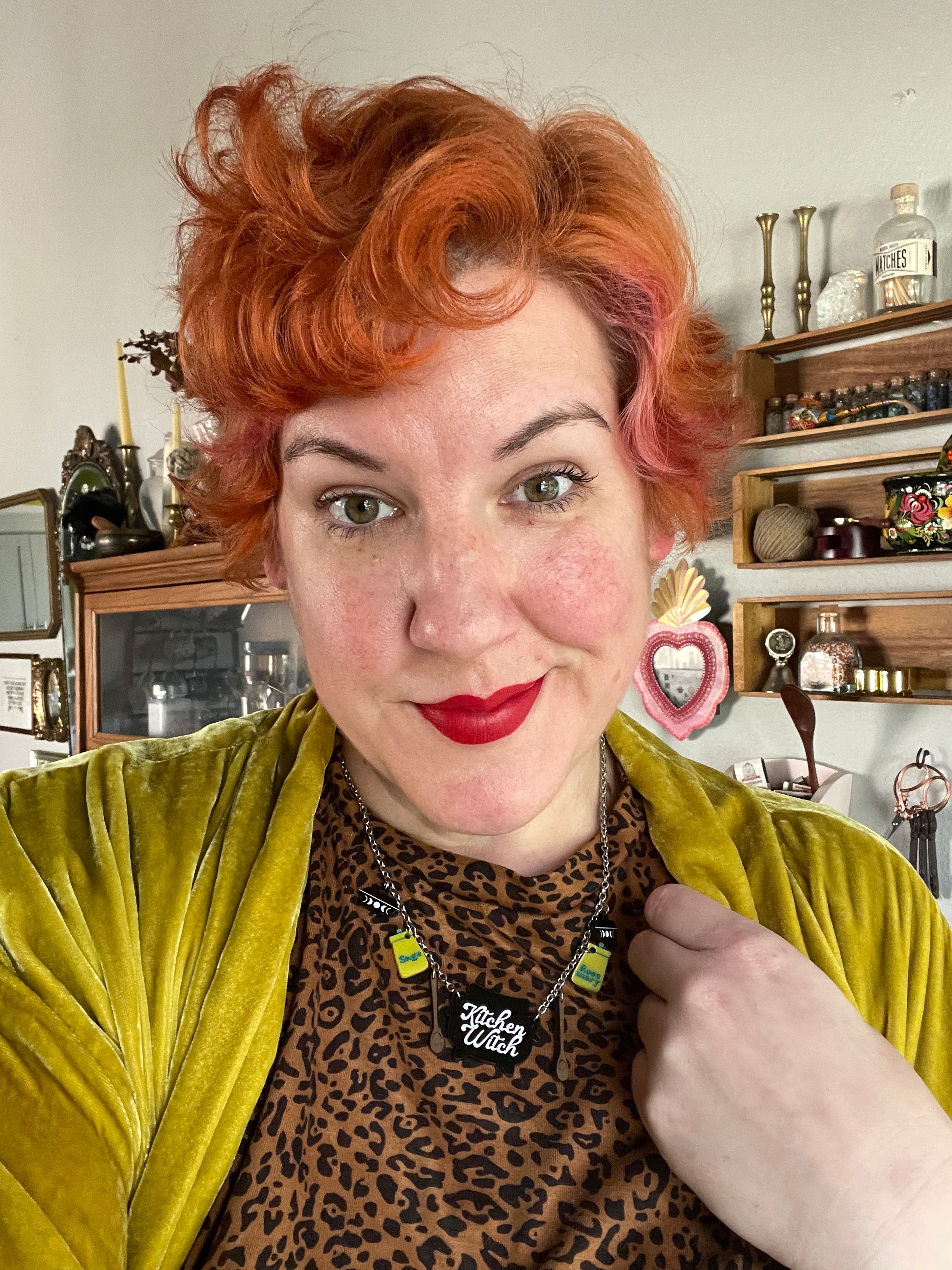 Retro Kitchen Witch Statement Necklace