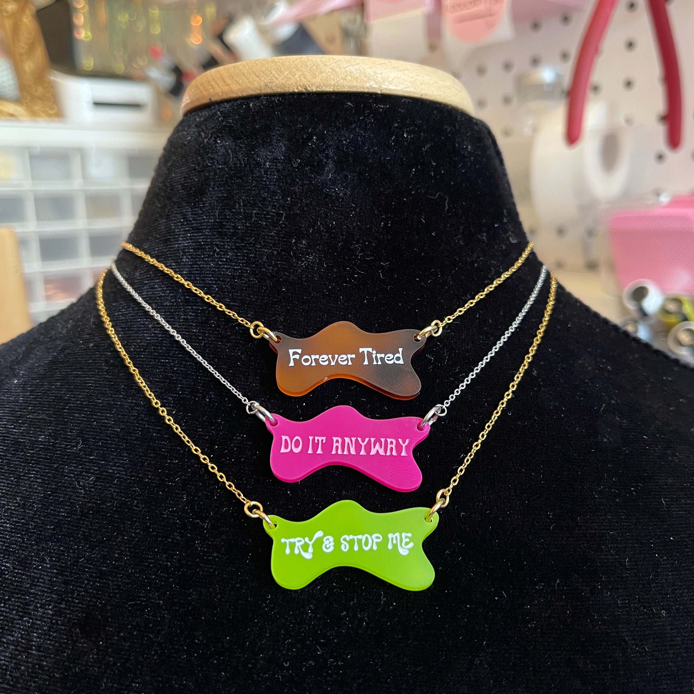 Custom Text Amoeba Necklace
