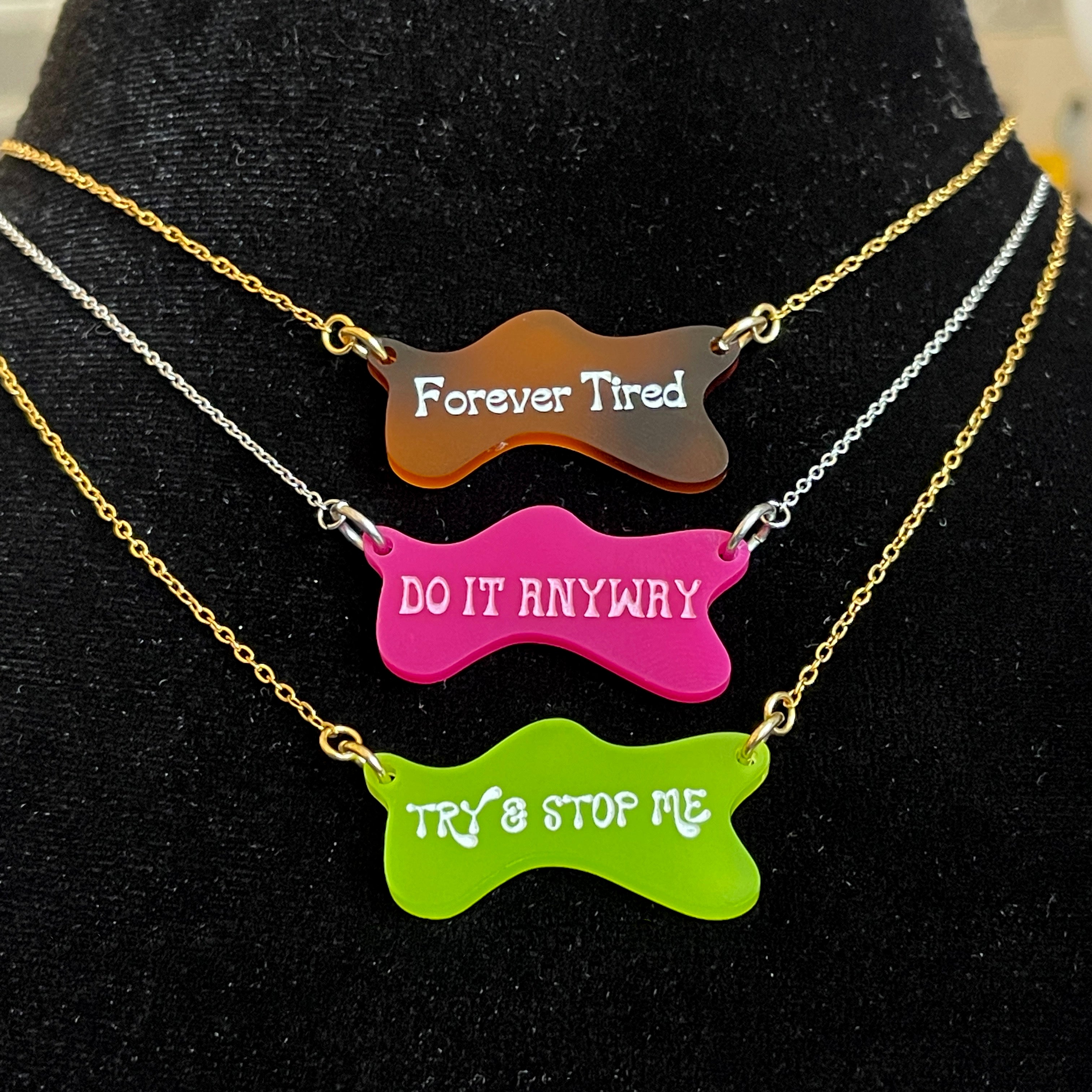 Custom Text Amoeba Necklace