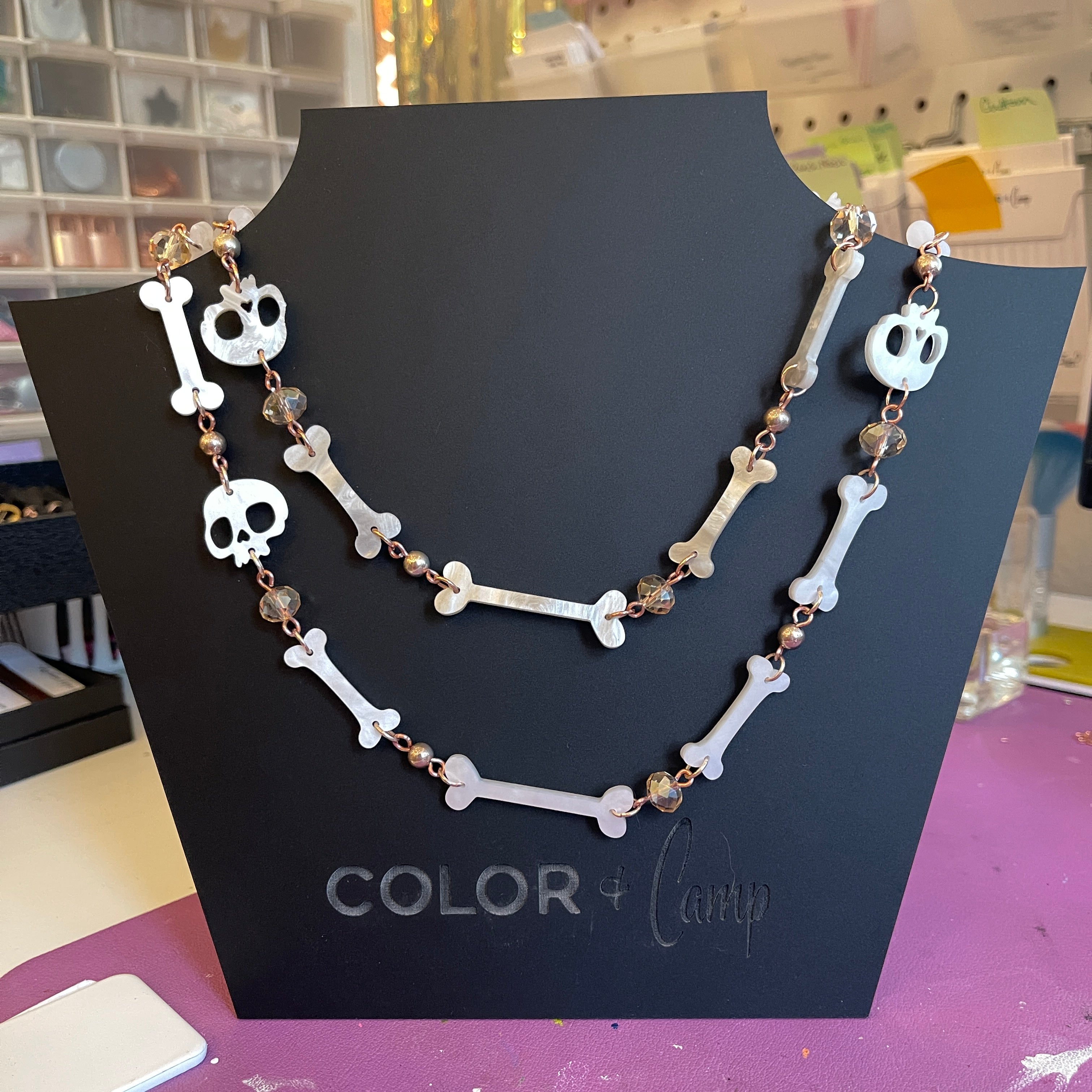 Buxom Bones - Rose Gold Glam Halloween Necklace