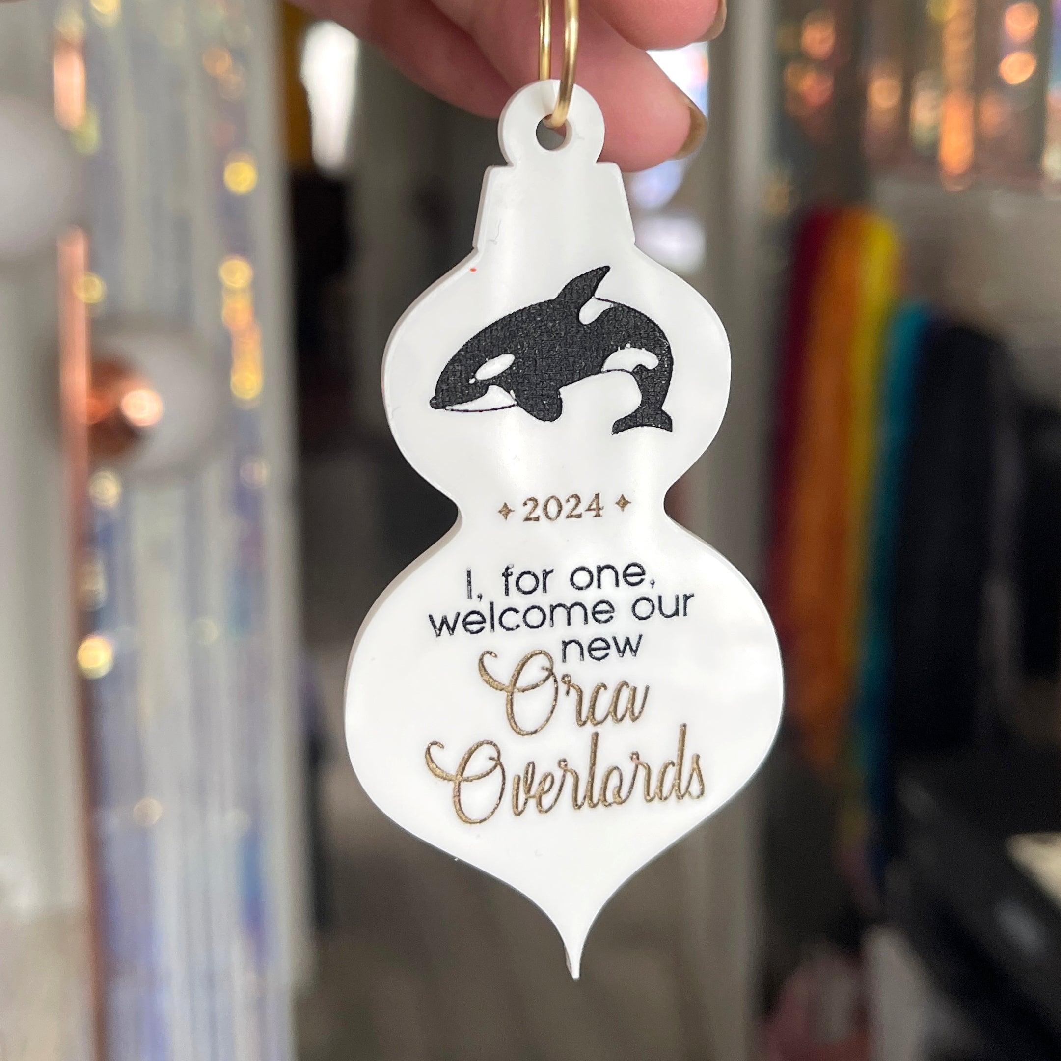 Welcome Our New Orca Overlords - Funny Christmas Ornament