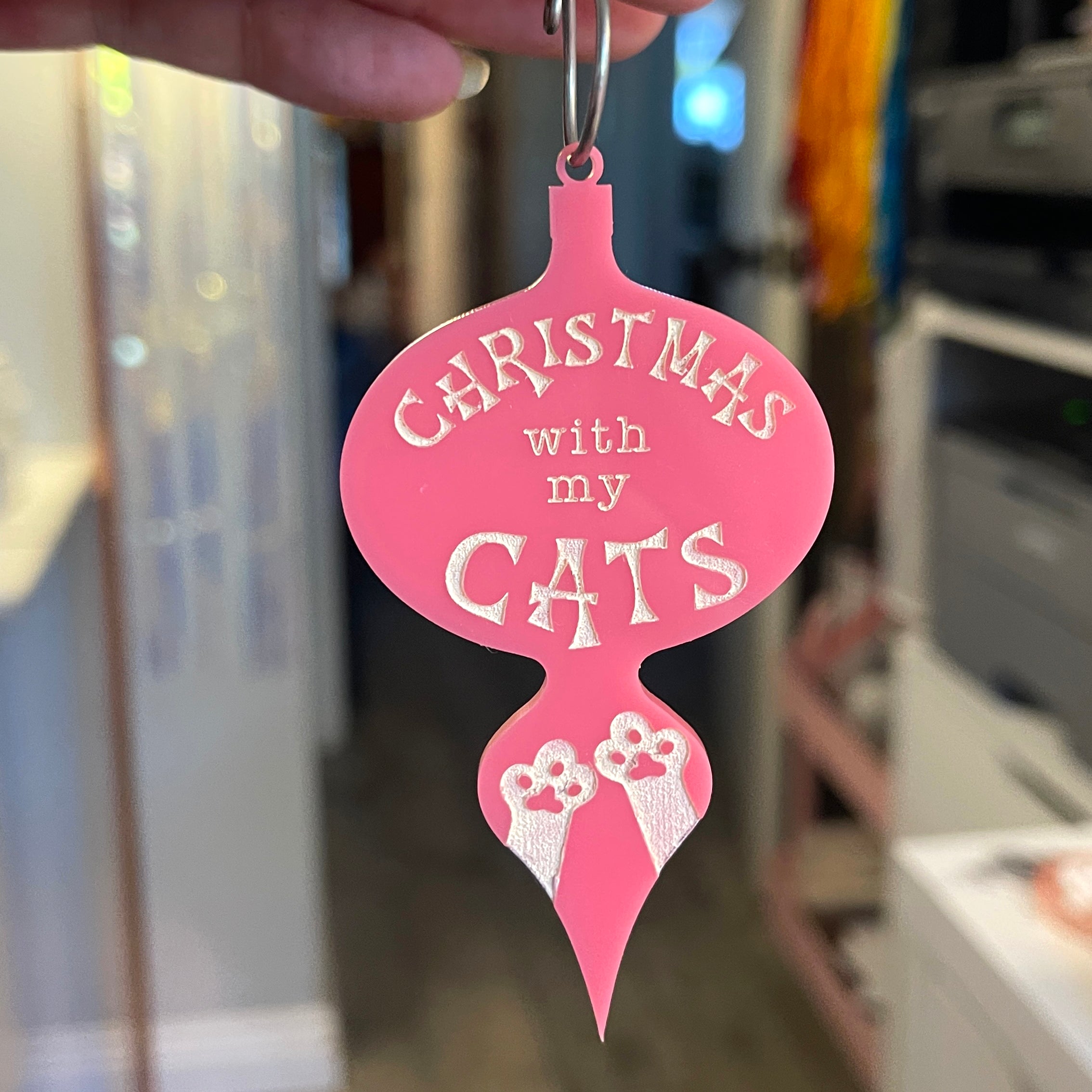 Christmas with My Cats - Retro Christmas Ornament