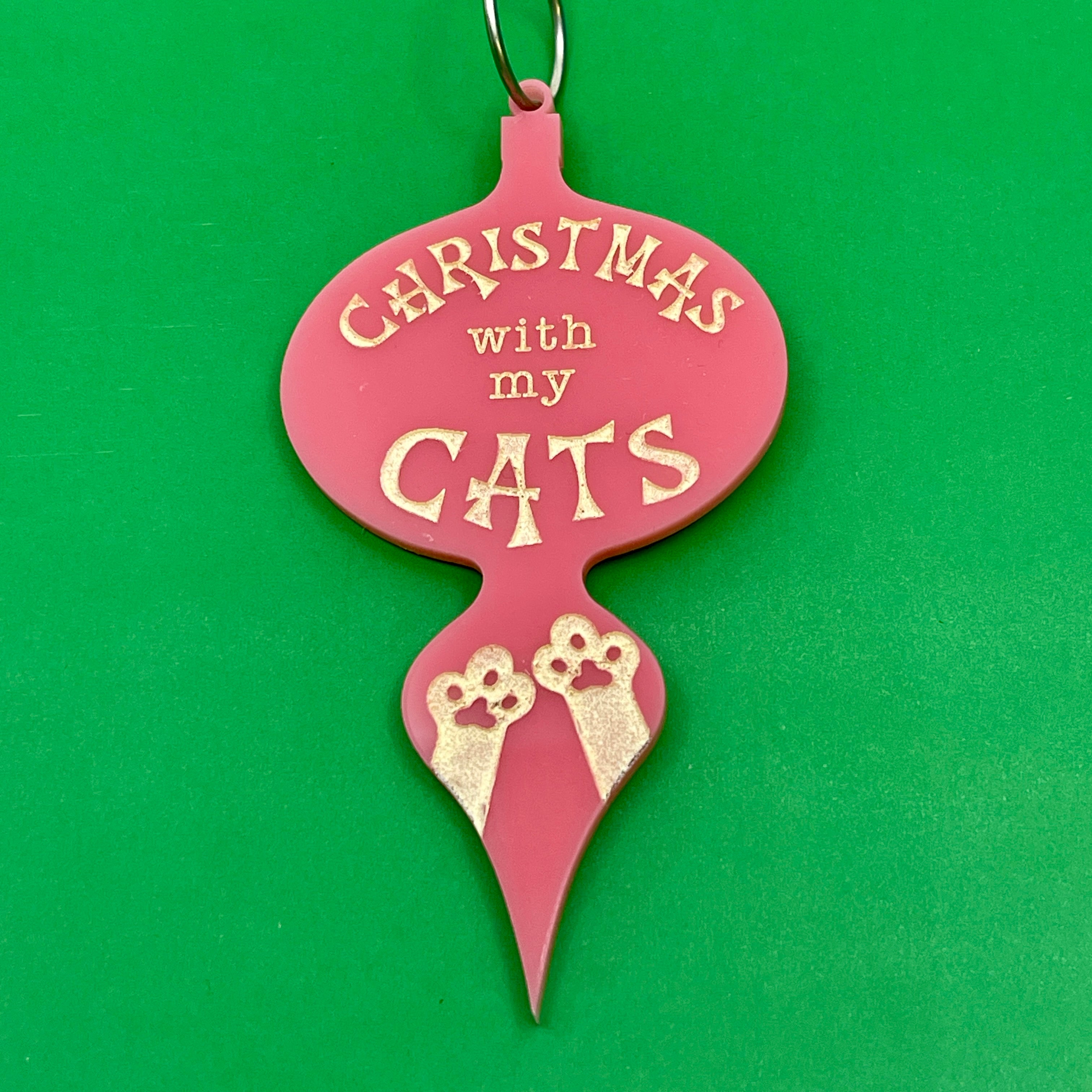 Christmas with My Cats - Retro Christmas Ornament