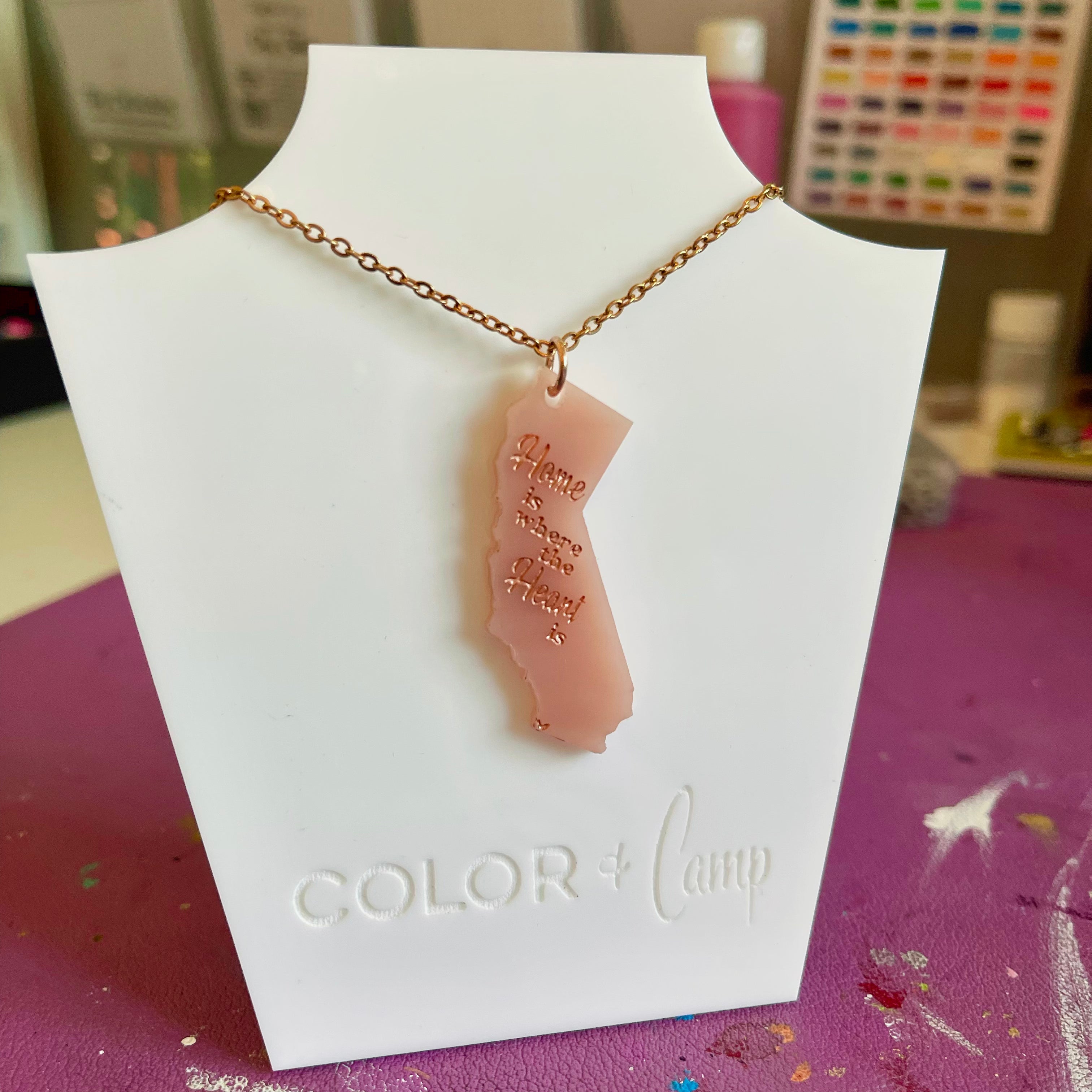Home is Where the Heart is - Custom State Pendant