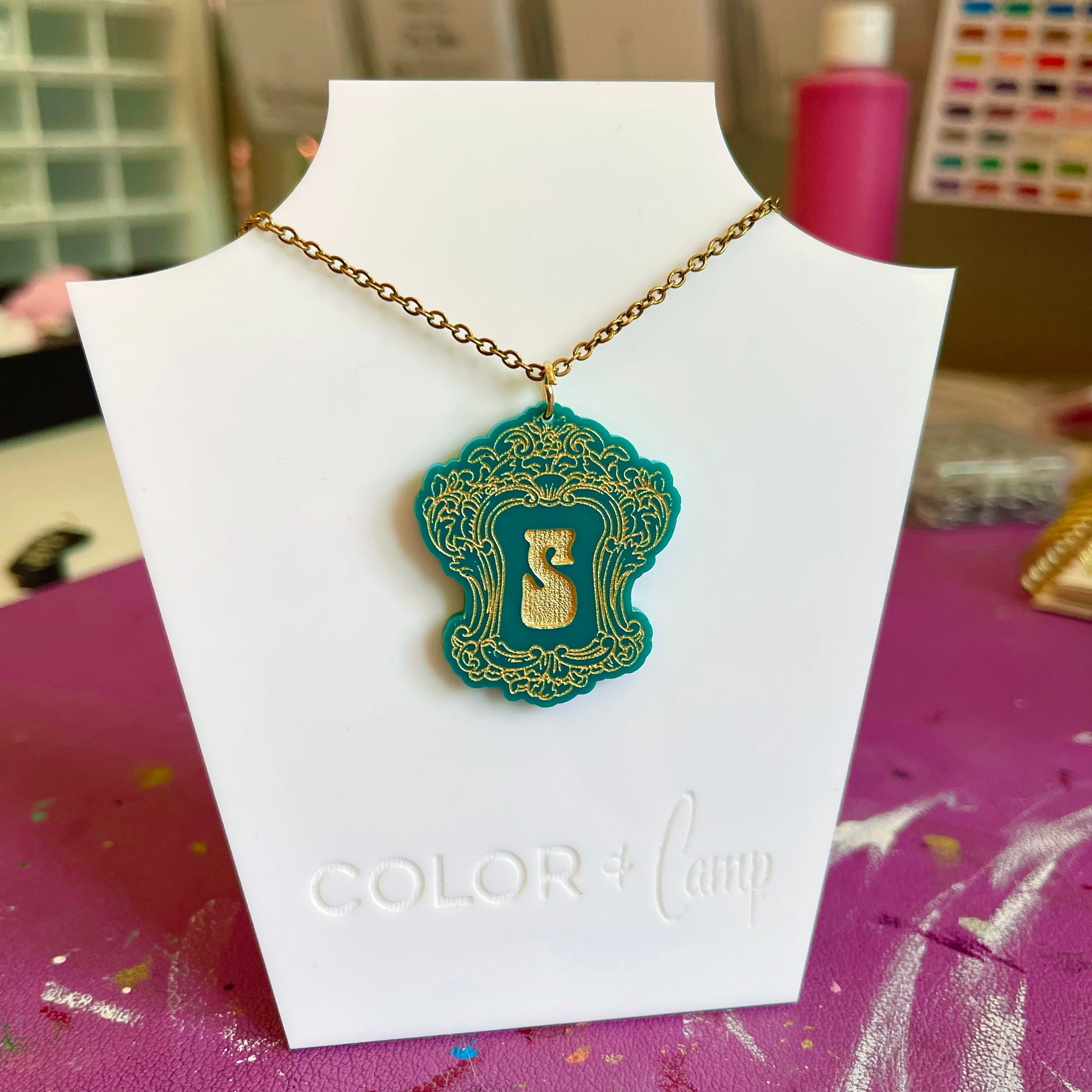 Design Your Own 70s Framed Monogram Pendant