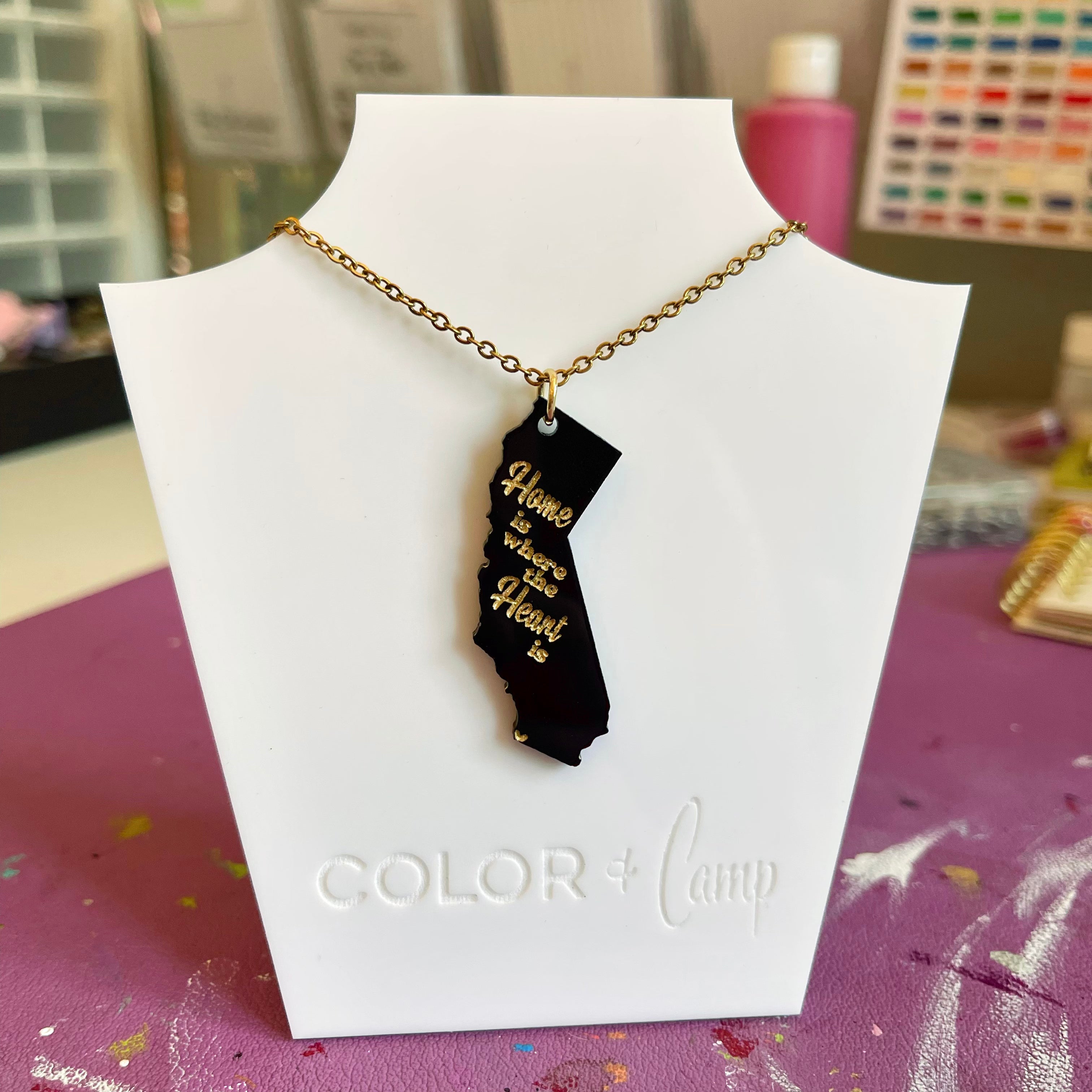 Home is Where the Heart is - Custom State Pendant