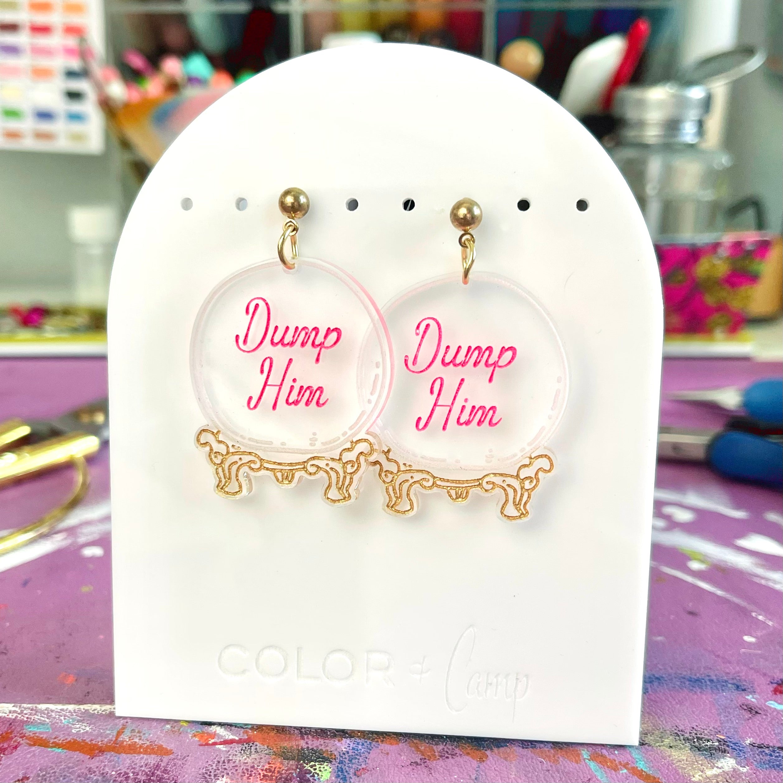 Dump Him - Retro Crystal Ball Earrings