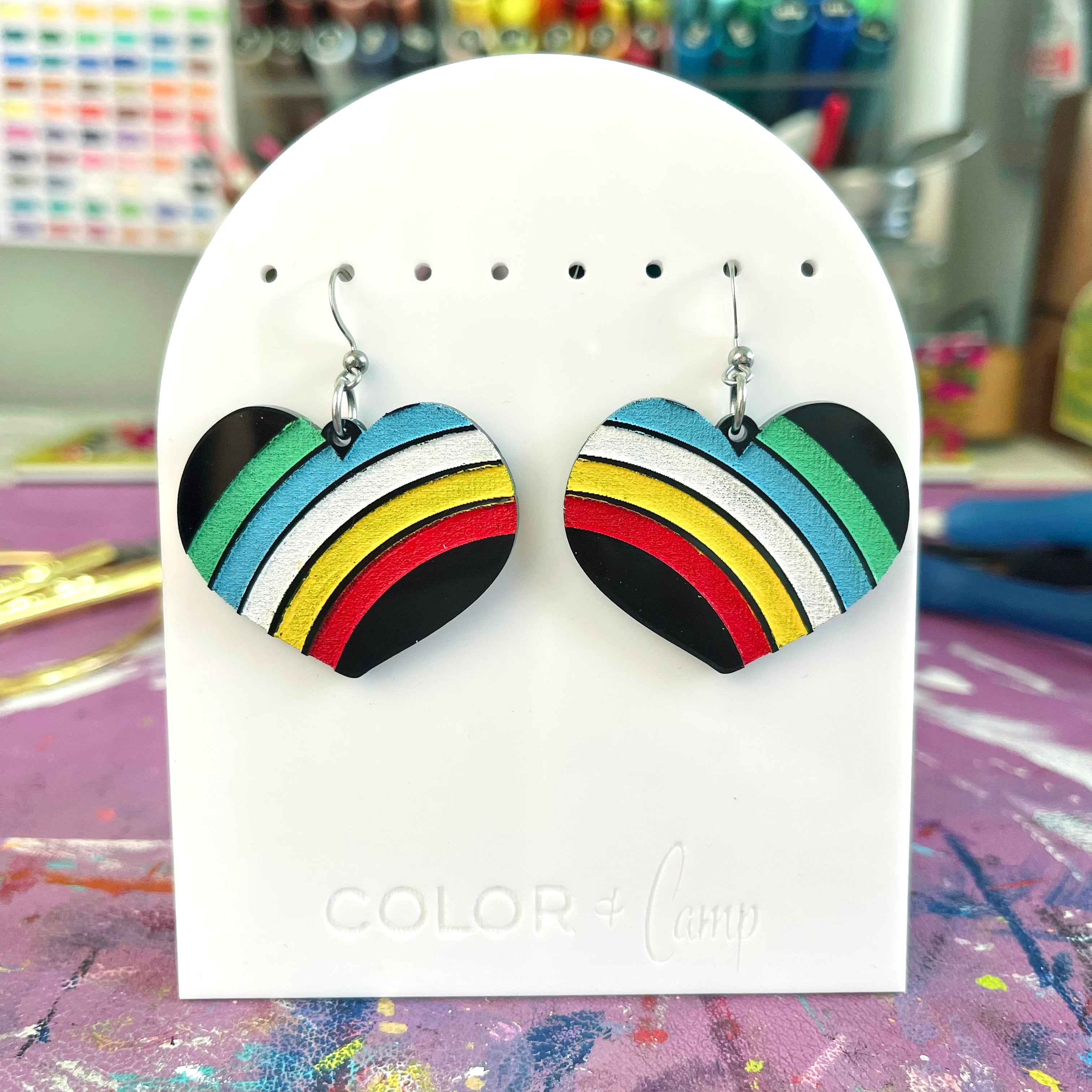 Disability Pride Retro Heart Earrings