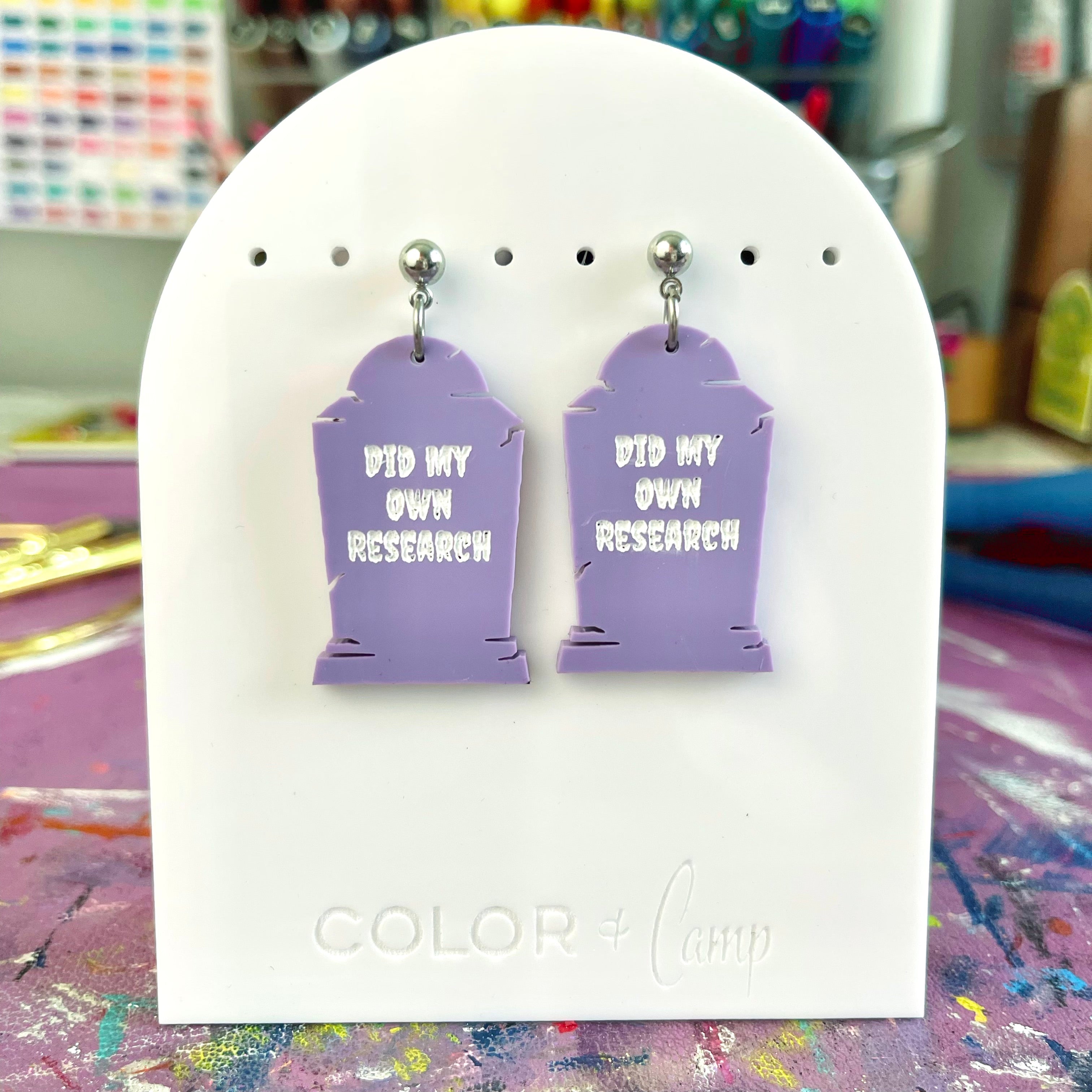Did My Own Research Tombstone Earrings