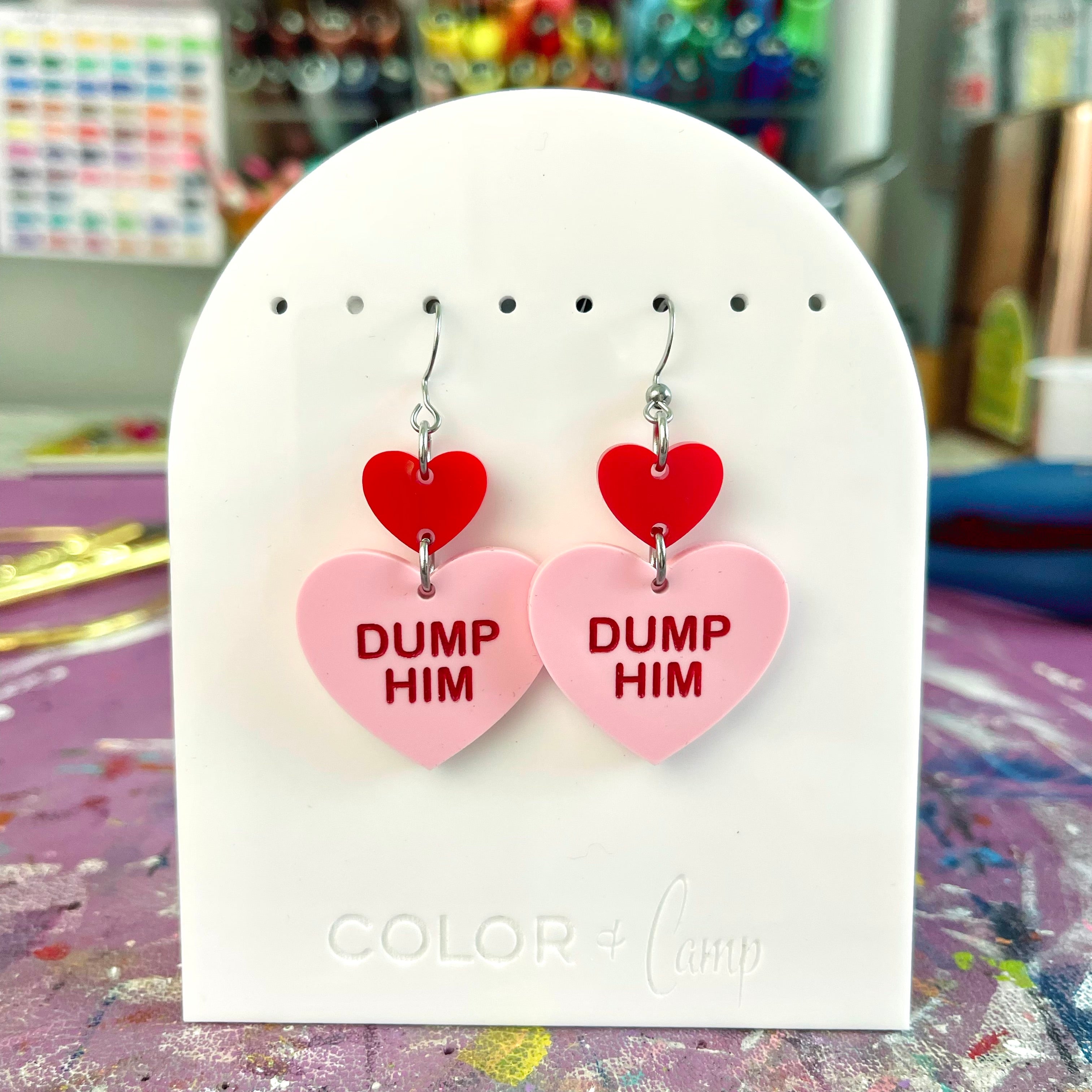 Dump Him - Candy Heart Earrings