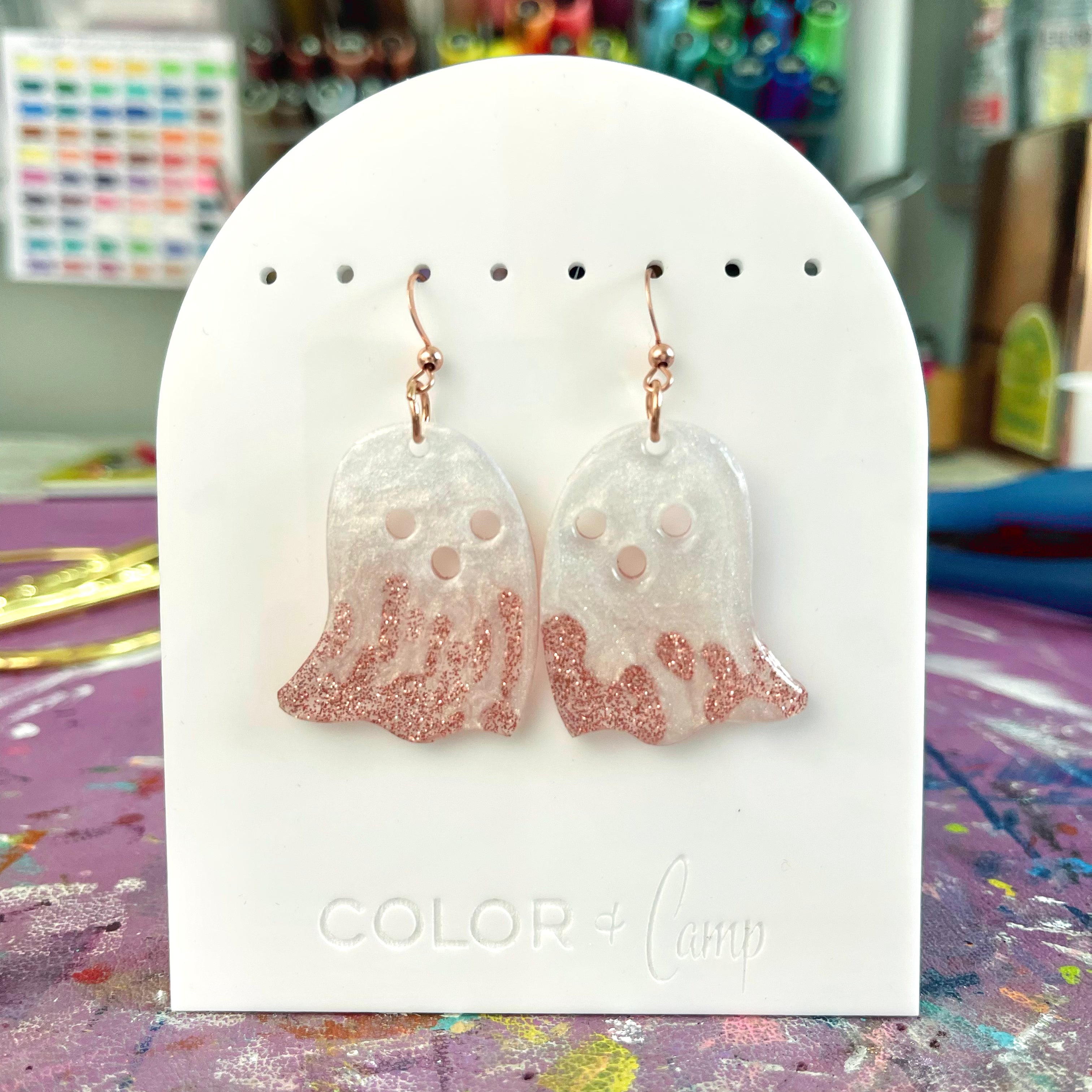 Rose Gold Lava Lamp Ghost Earrings