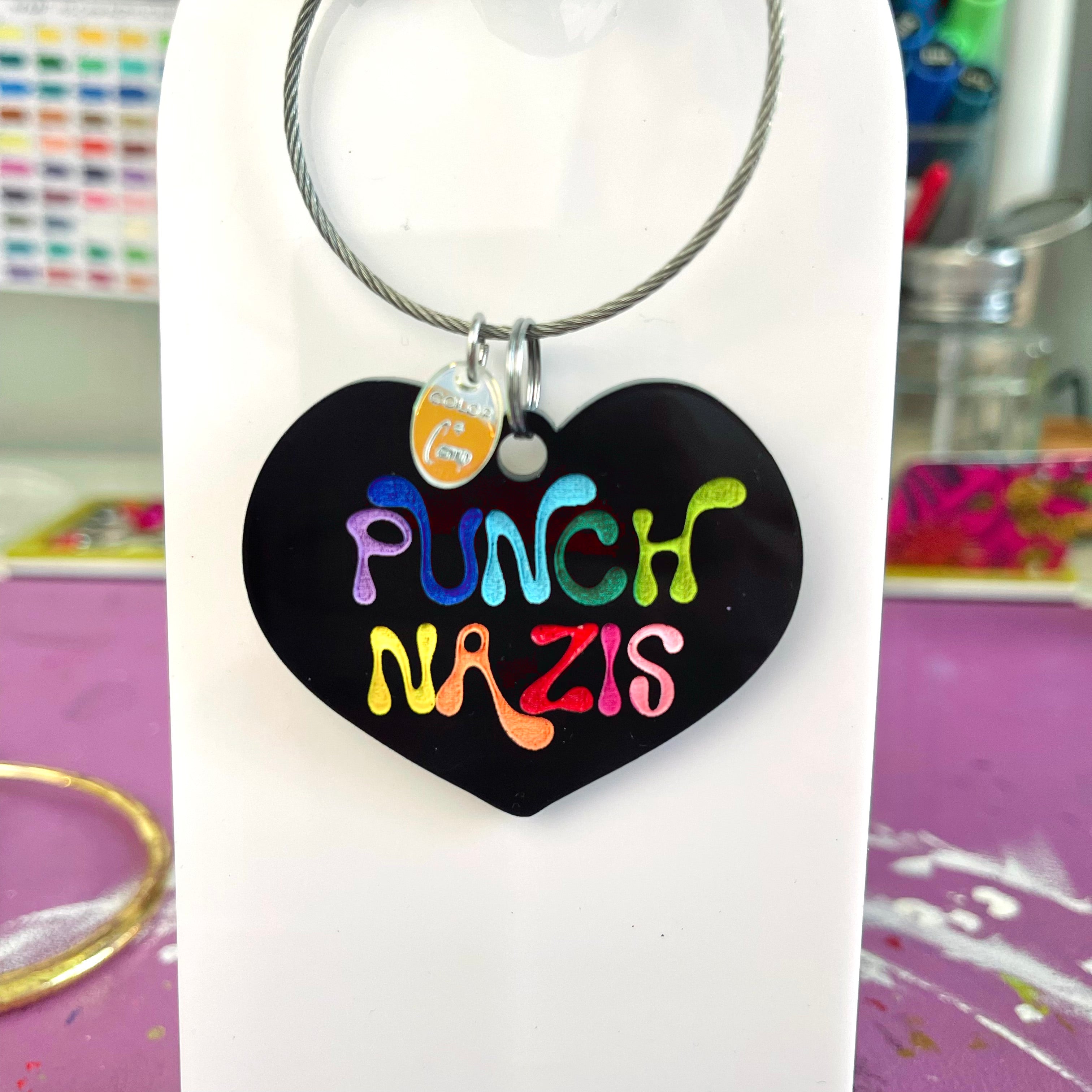 Punch Em - Retro Rainbow Keychain/Bag Tag