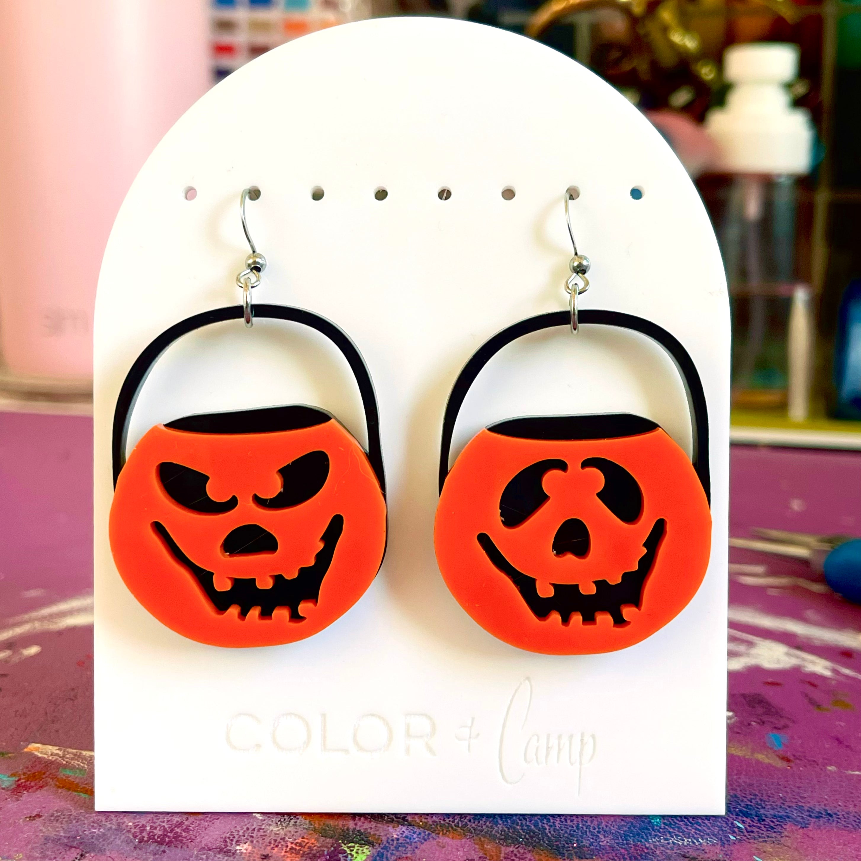 Treat Bucket - Retro Halloween Earrings