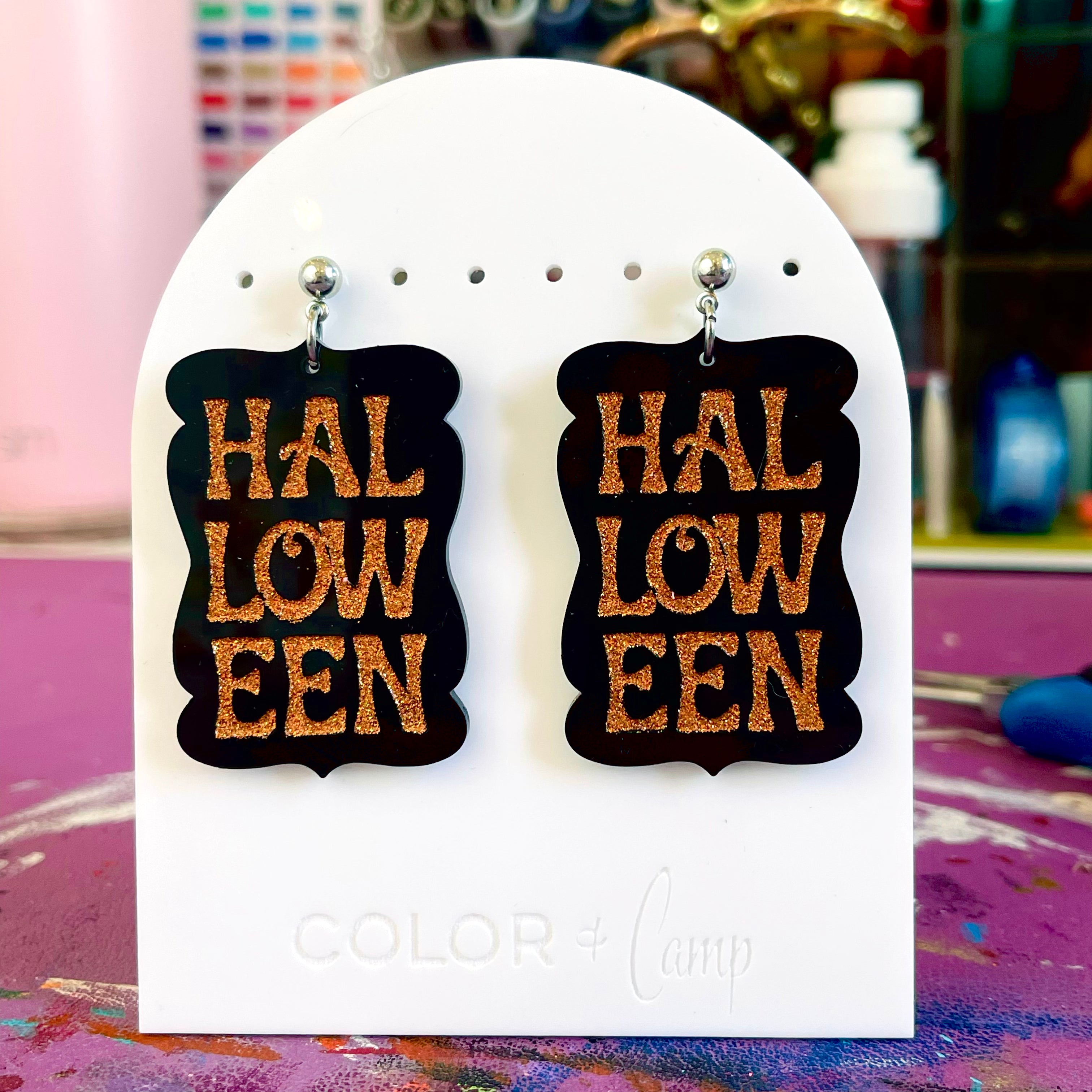 Halloween Sign - Retro Halloween Earrings
