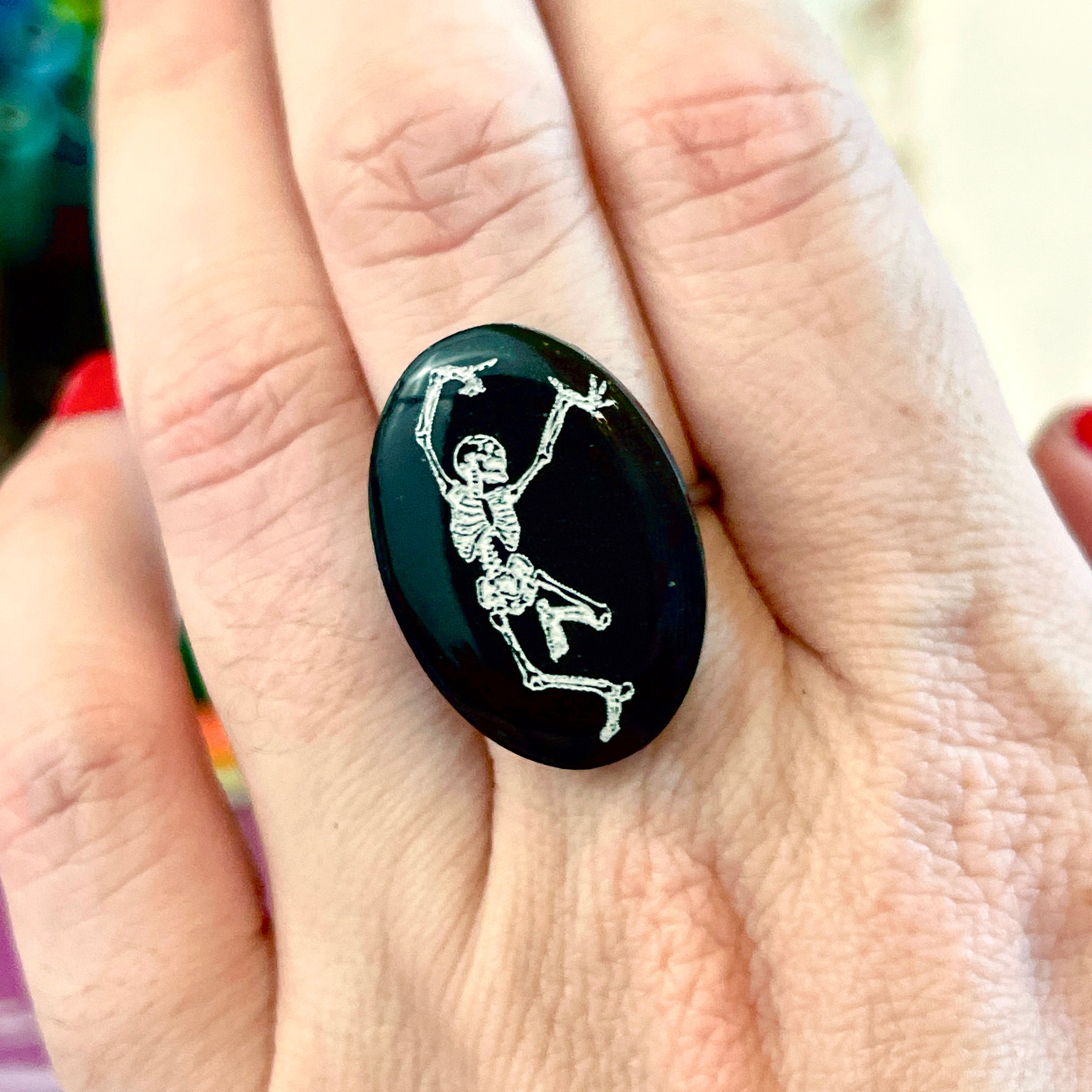 Skeleton Dance Cocktail Ring