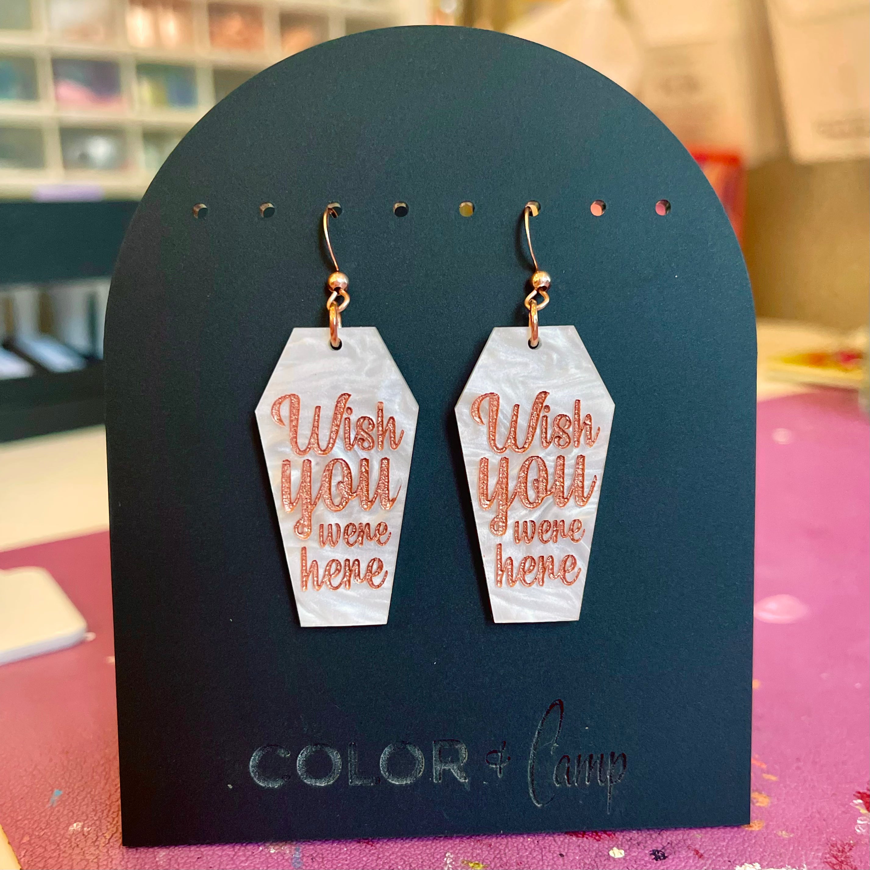 Wish You Were Here - Rose Gold Glam Halloween Earrings