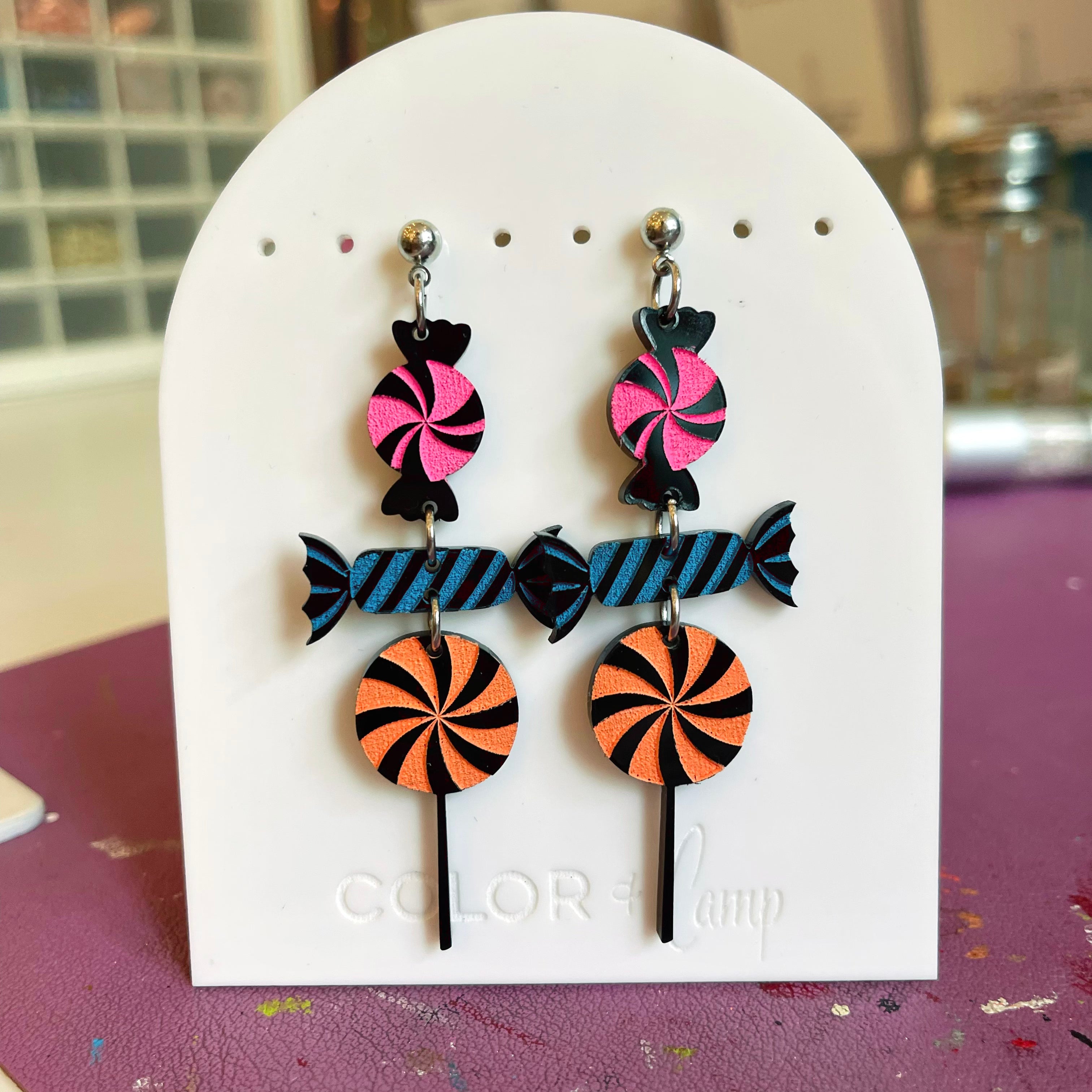 Neon Treat Haul - Retro Halloween Earrings