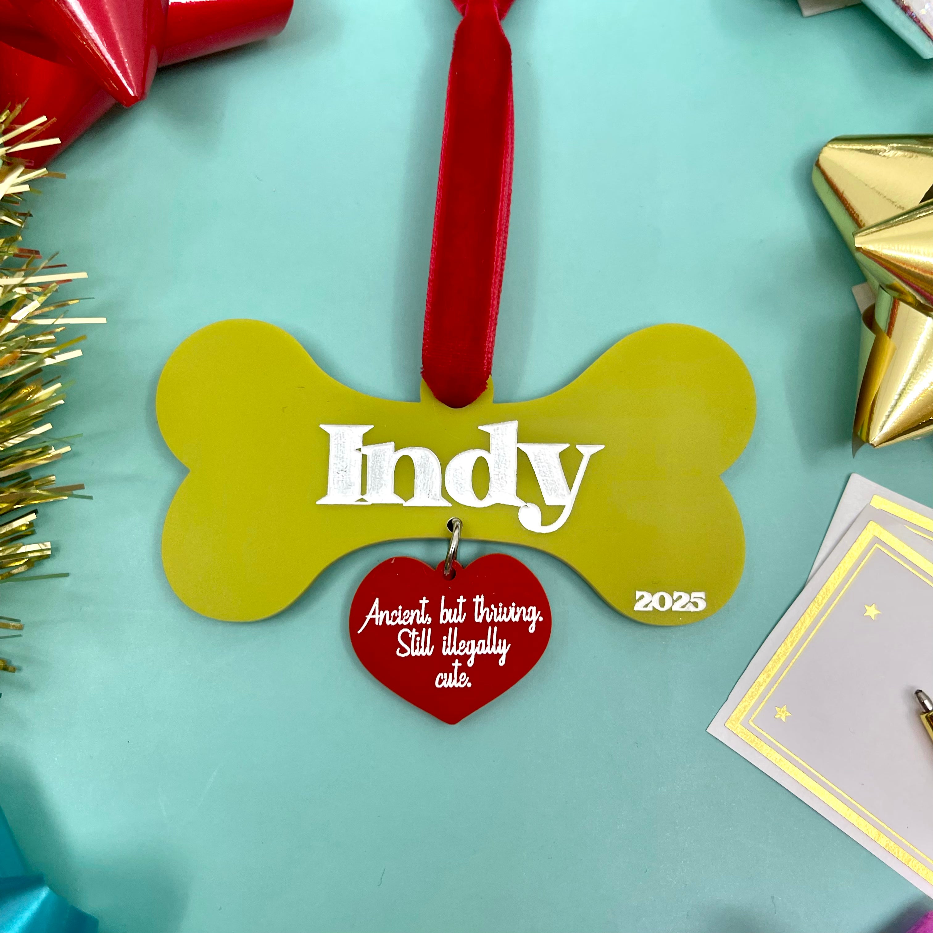 Love Bone - Custom Retro Dog Christmas Ornament